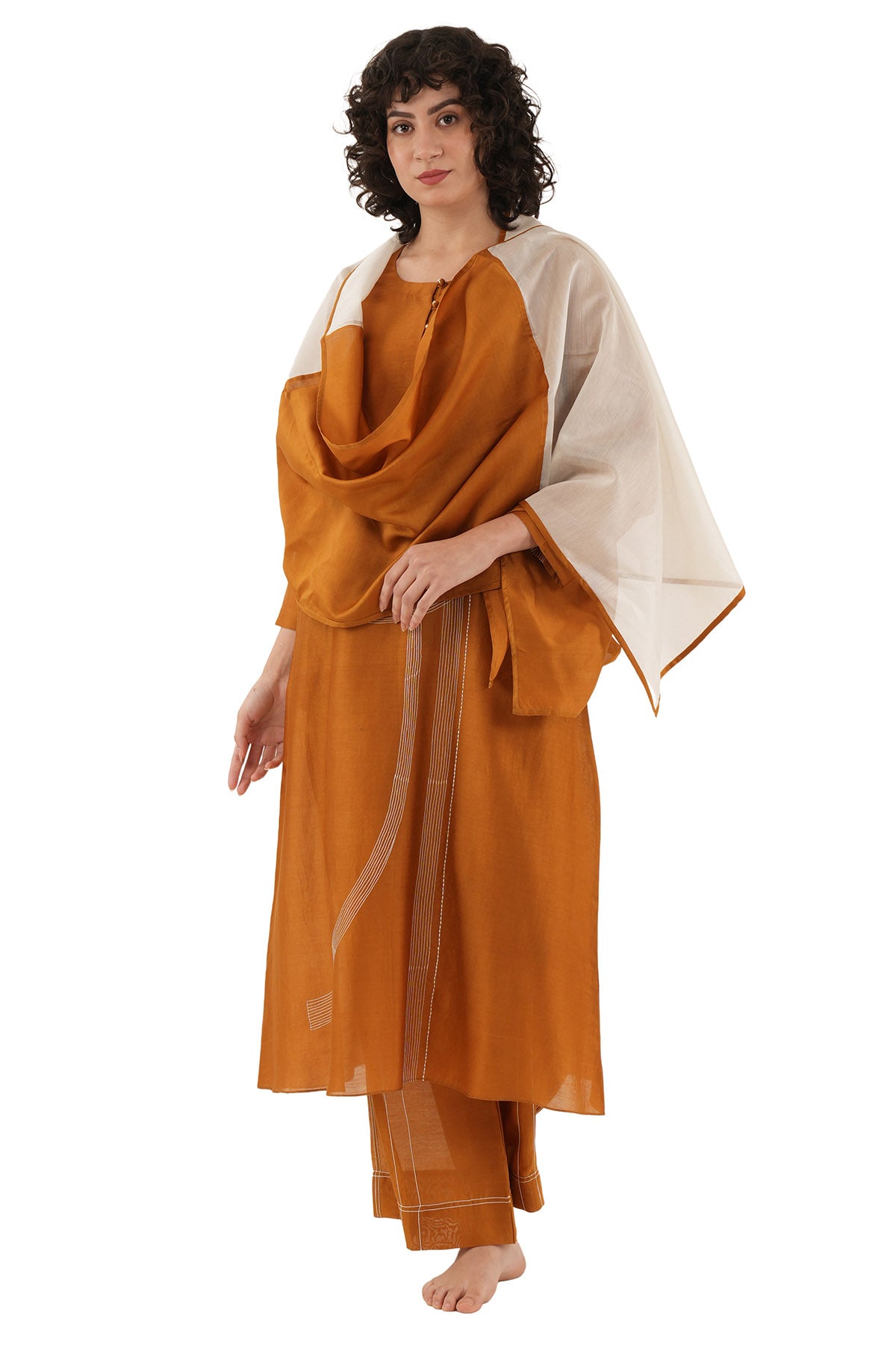 Rust Hand Embroidery Kurta Set