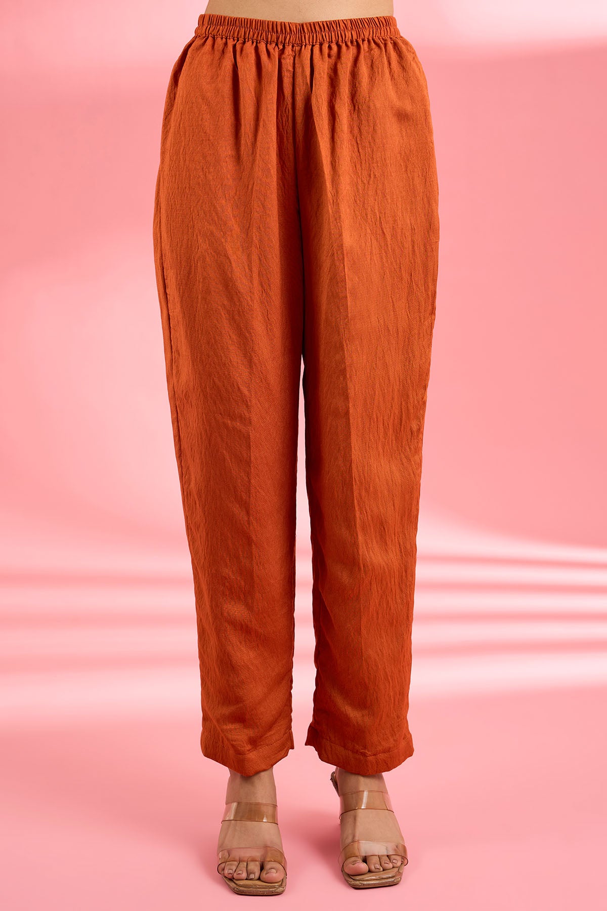 Rust Katan Silk Dabka Kurta Set