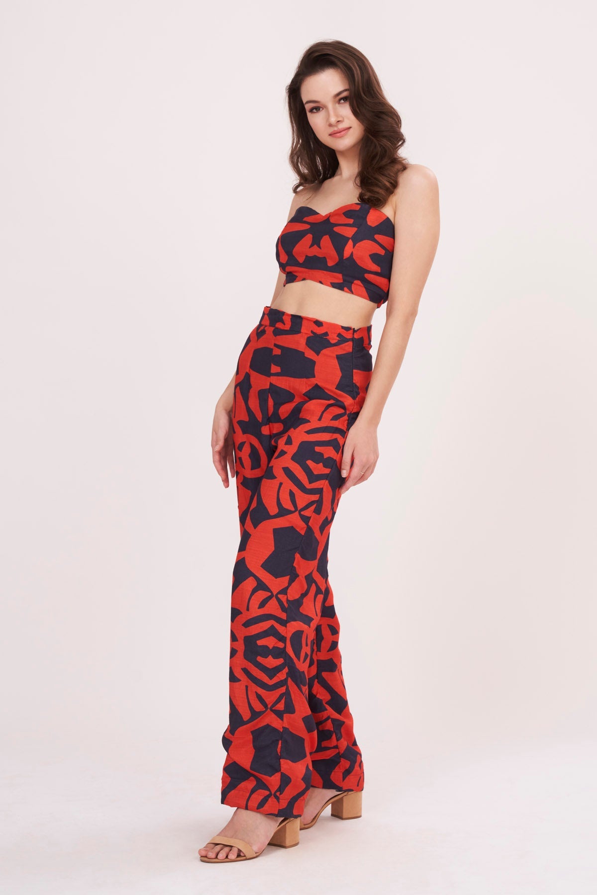 Buy Designer Rust Orange Abstract Print Co-ord Set for Women Online