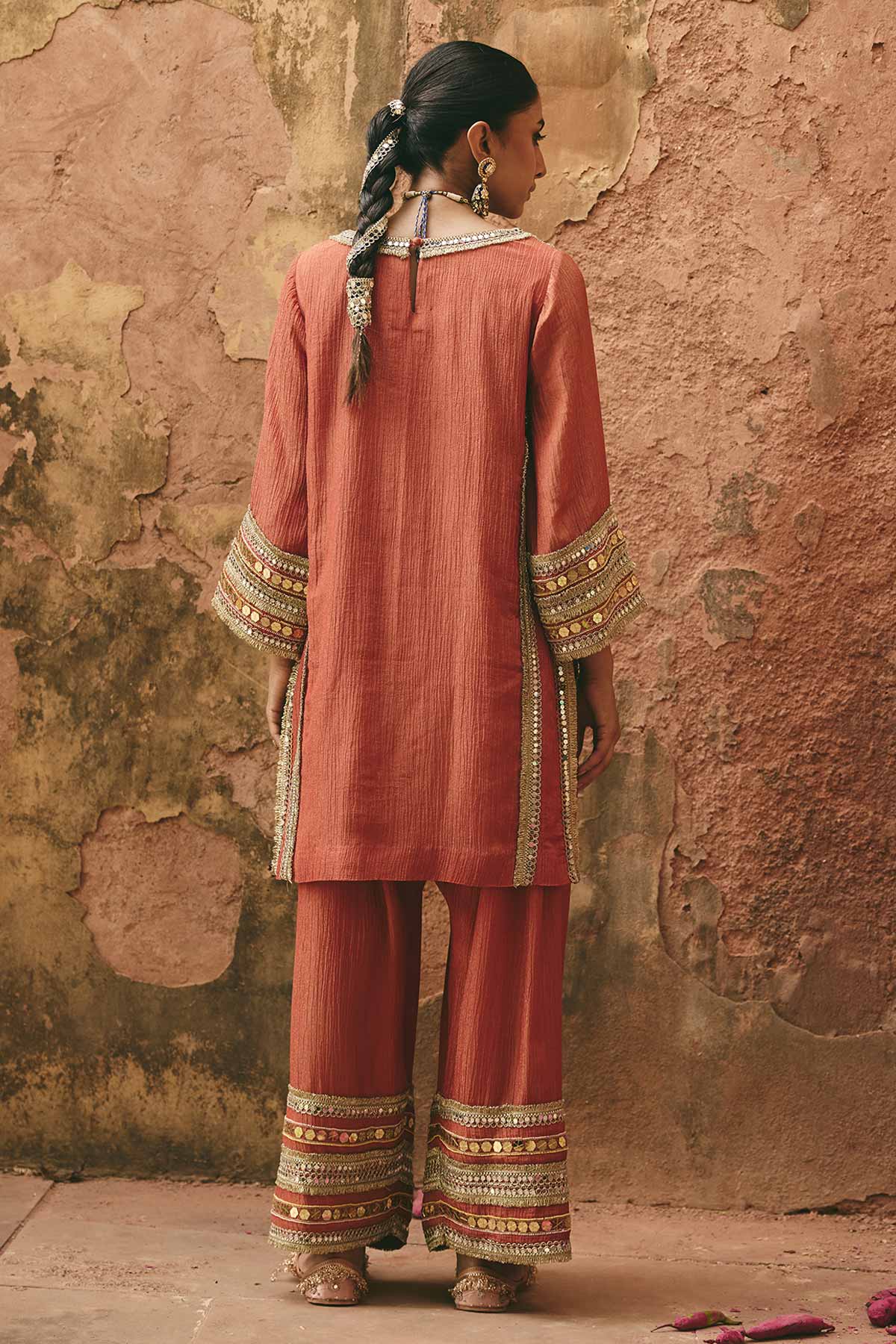 Rust Orange Mirror Kurta Set