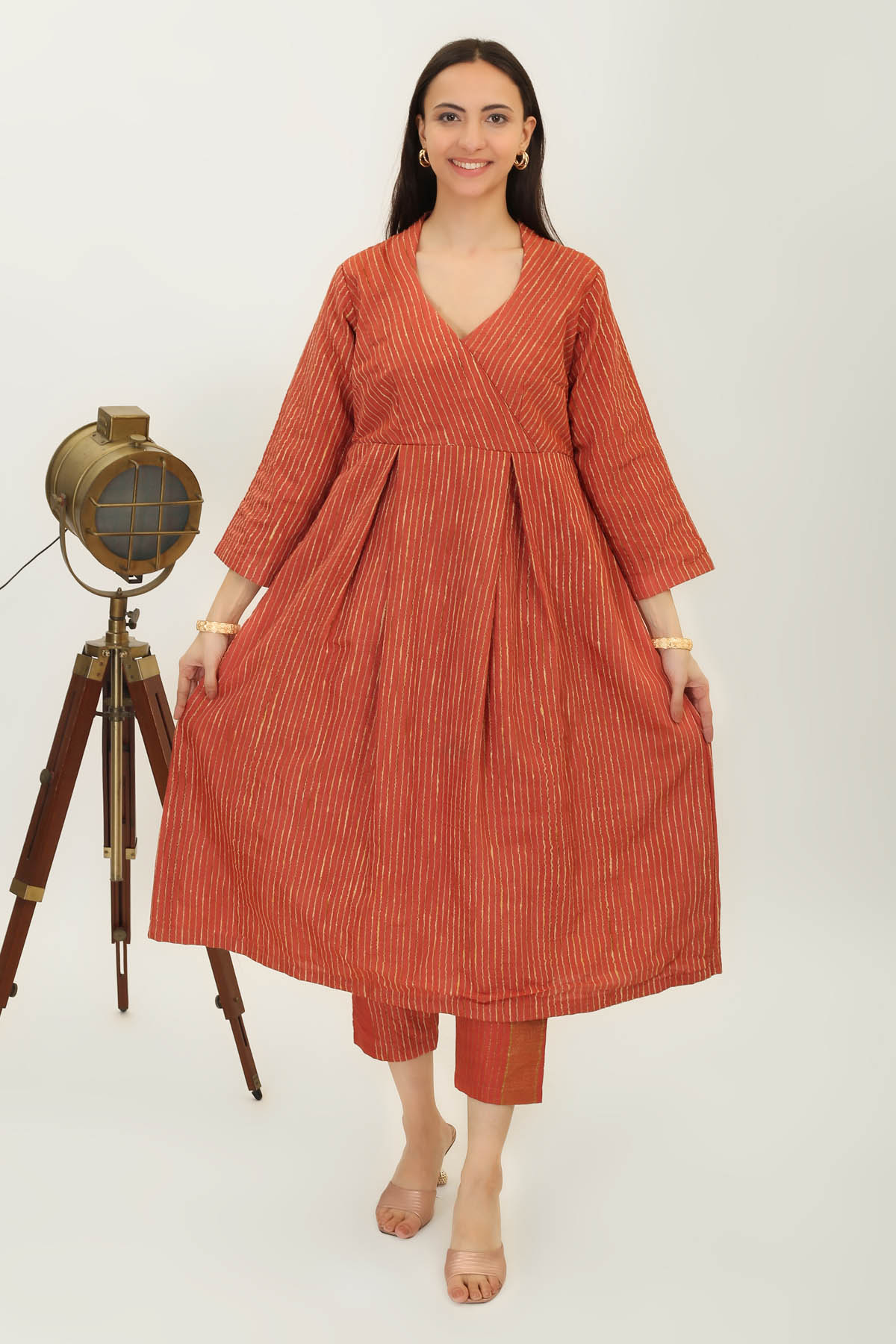 Buy Simply Kitsch Rust orange Kurta Set for Women online available at ScrollnShops