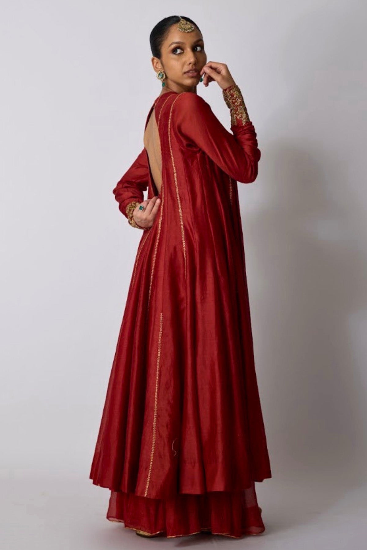 Rust Red Chanderi Sharara Set
