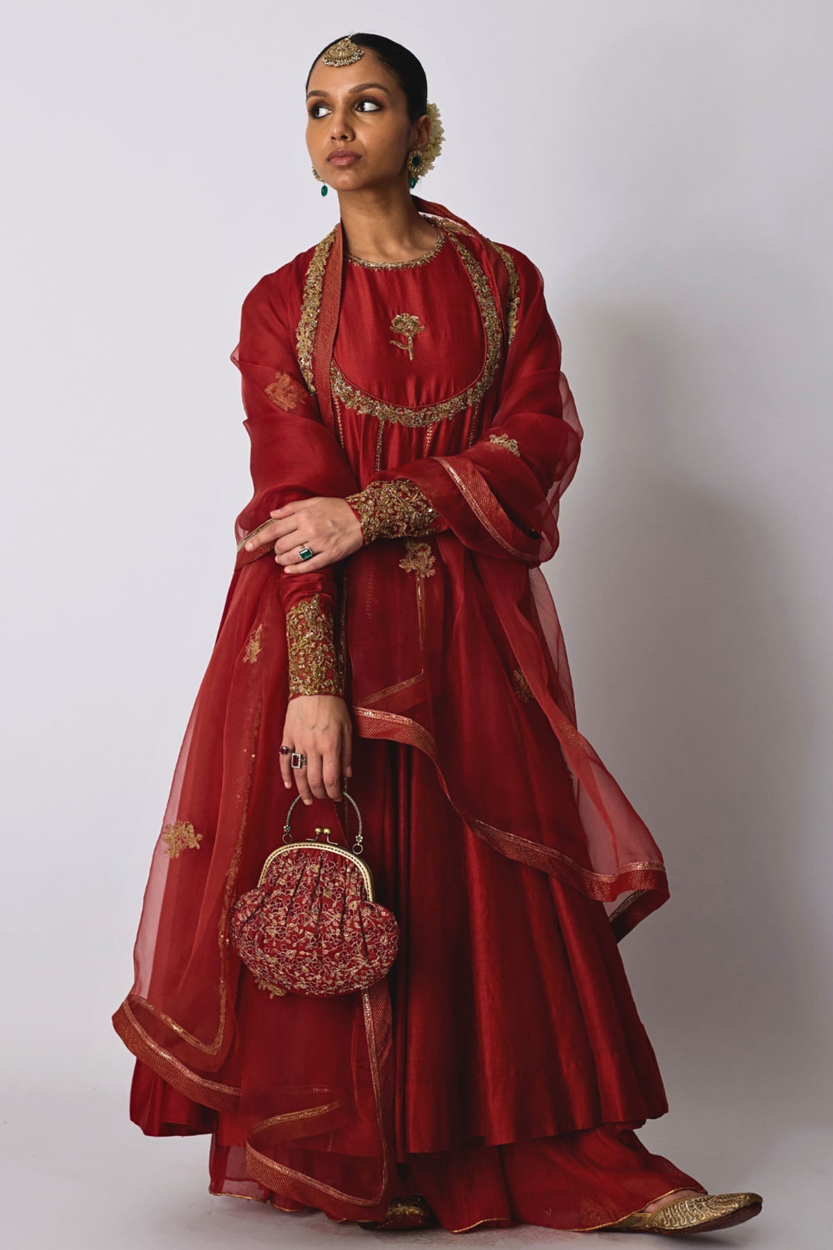 Buy Rust Red Chanderi Sharara Set for women by Rhua India online available at scrollnshops