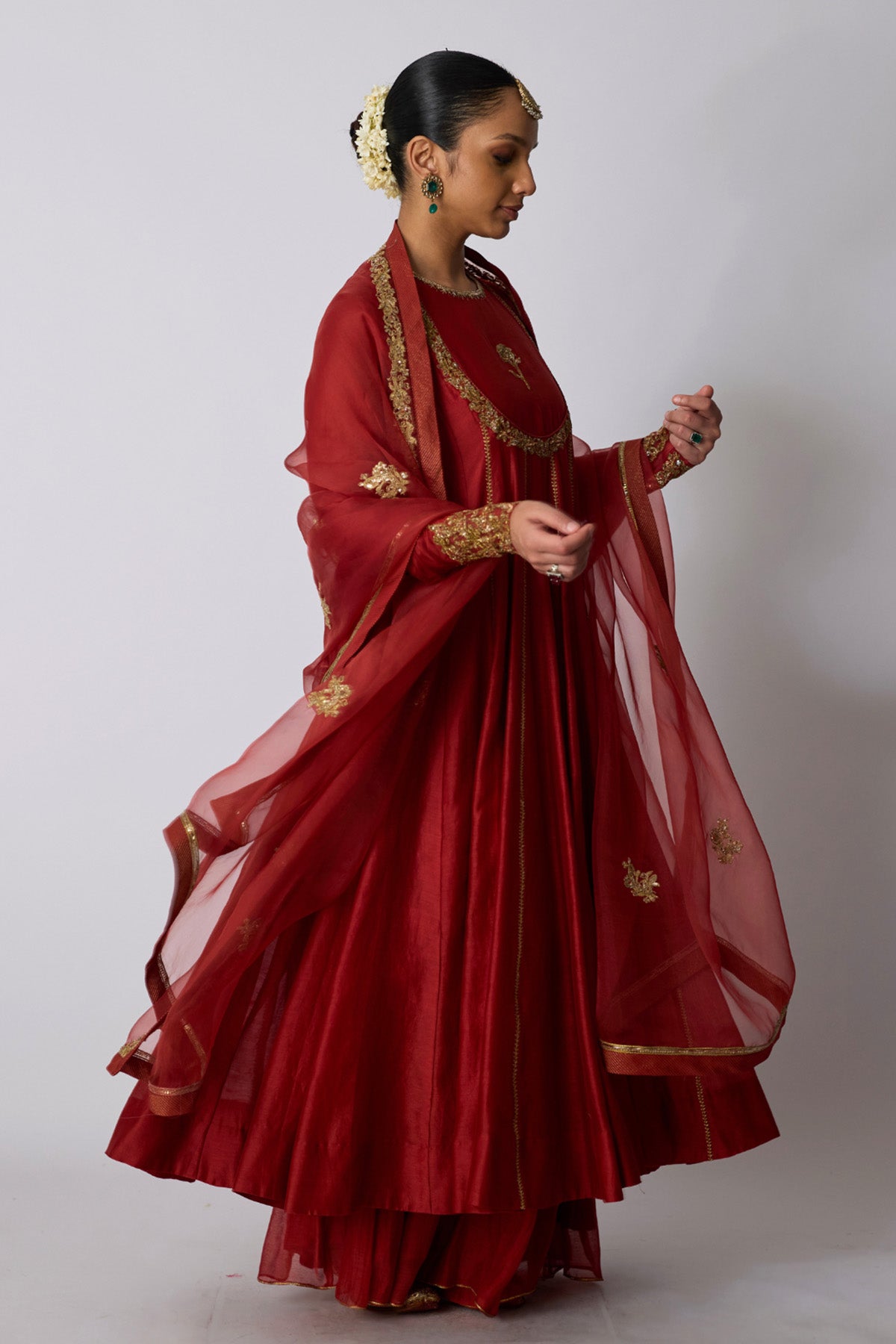 Rust Red Chanderi Sharara Set