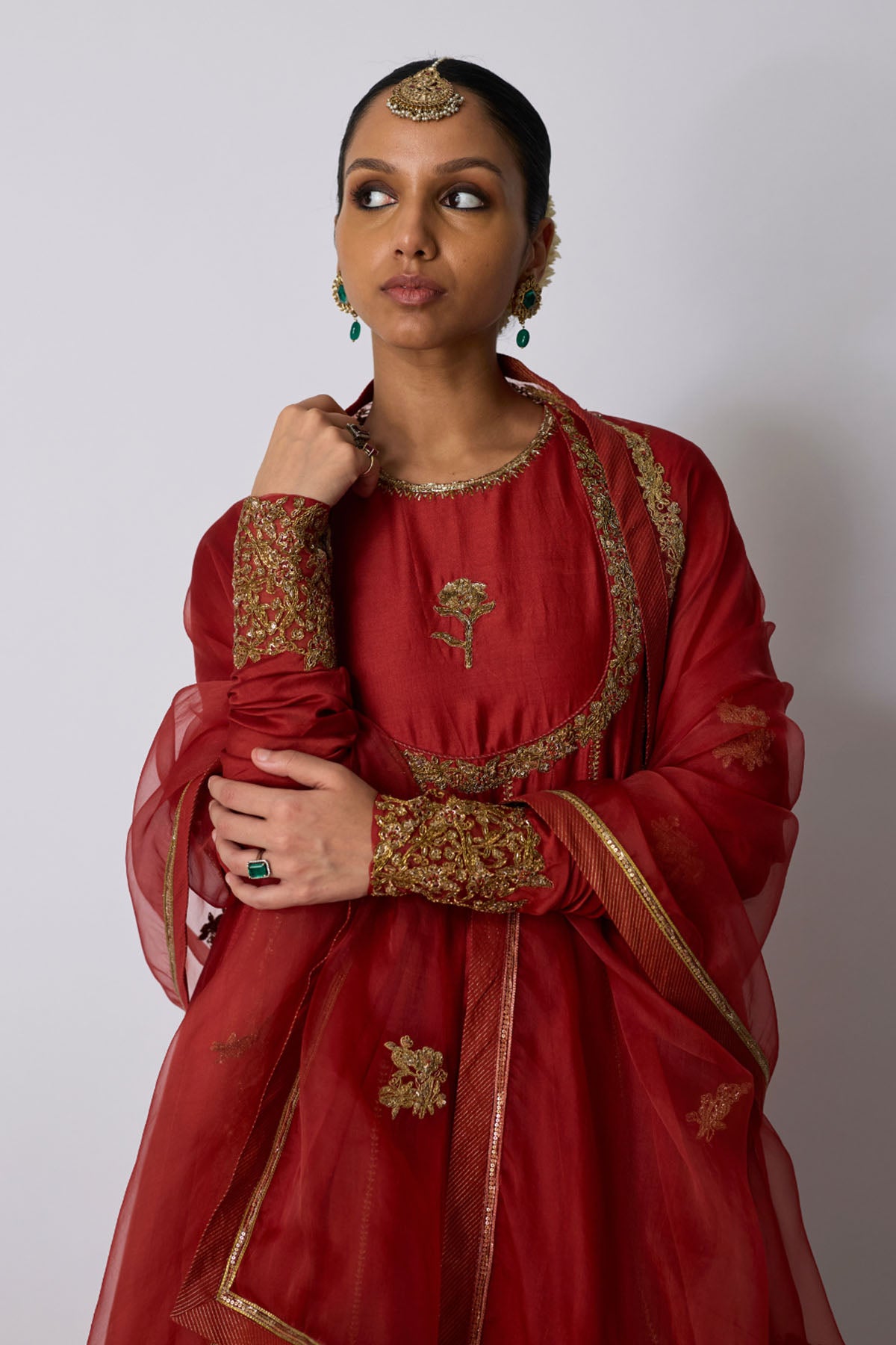 Rust Red Chanderi Sharara Set