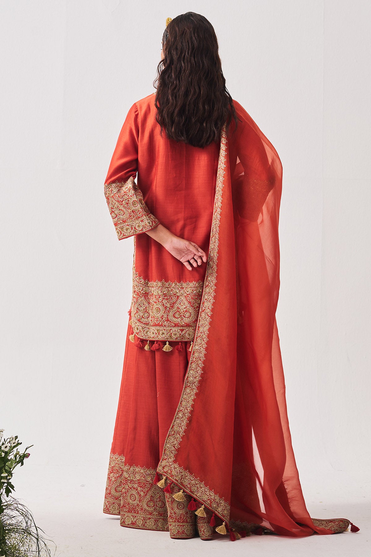 Rust Sequins Kurta And Pants