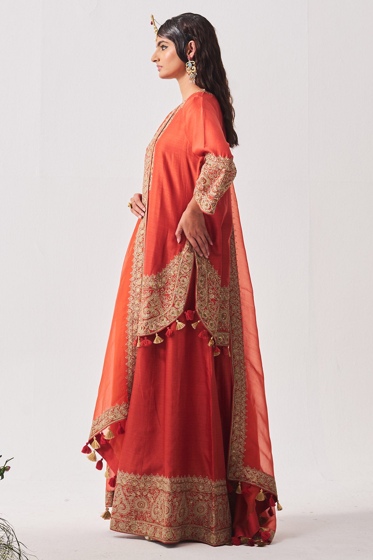 Rust Sequins Kurta And Pants