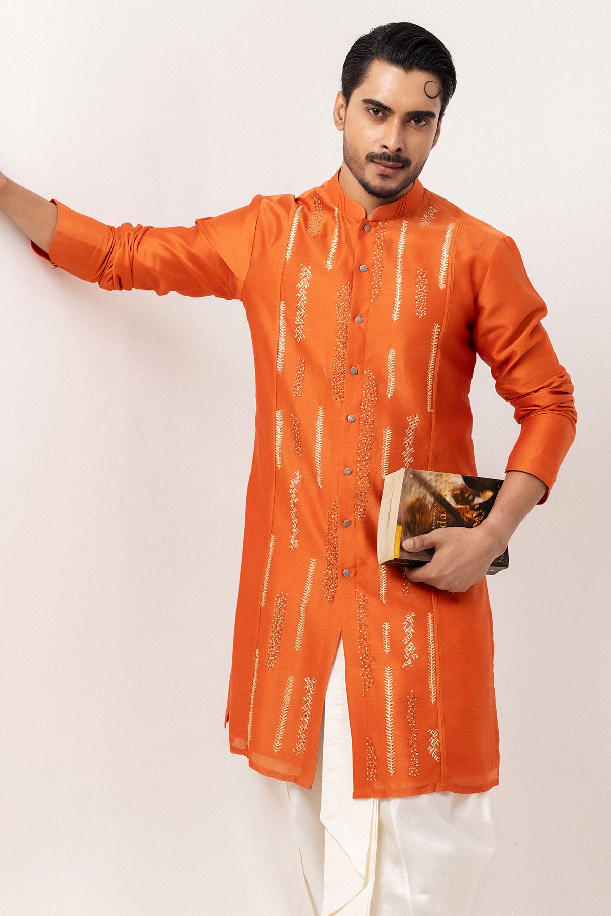 Rust Silk Chanderi Katha Kurta