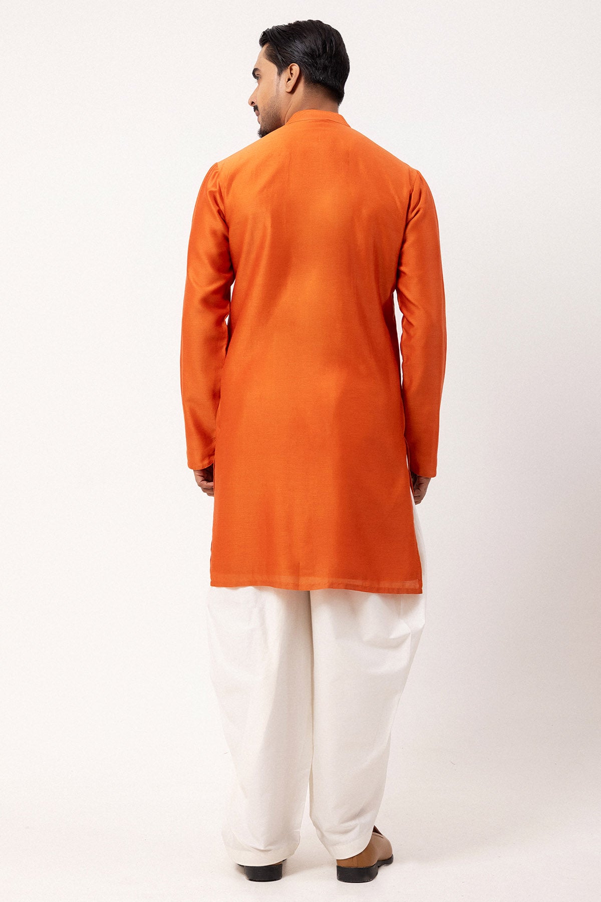 Rust Silk Chanderi Katha Kurta