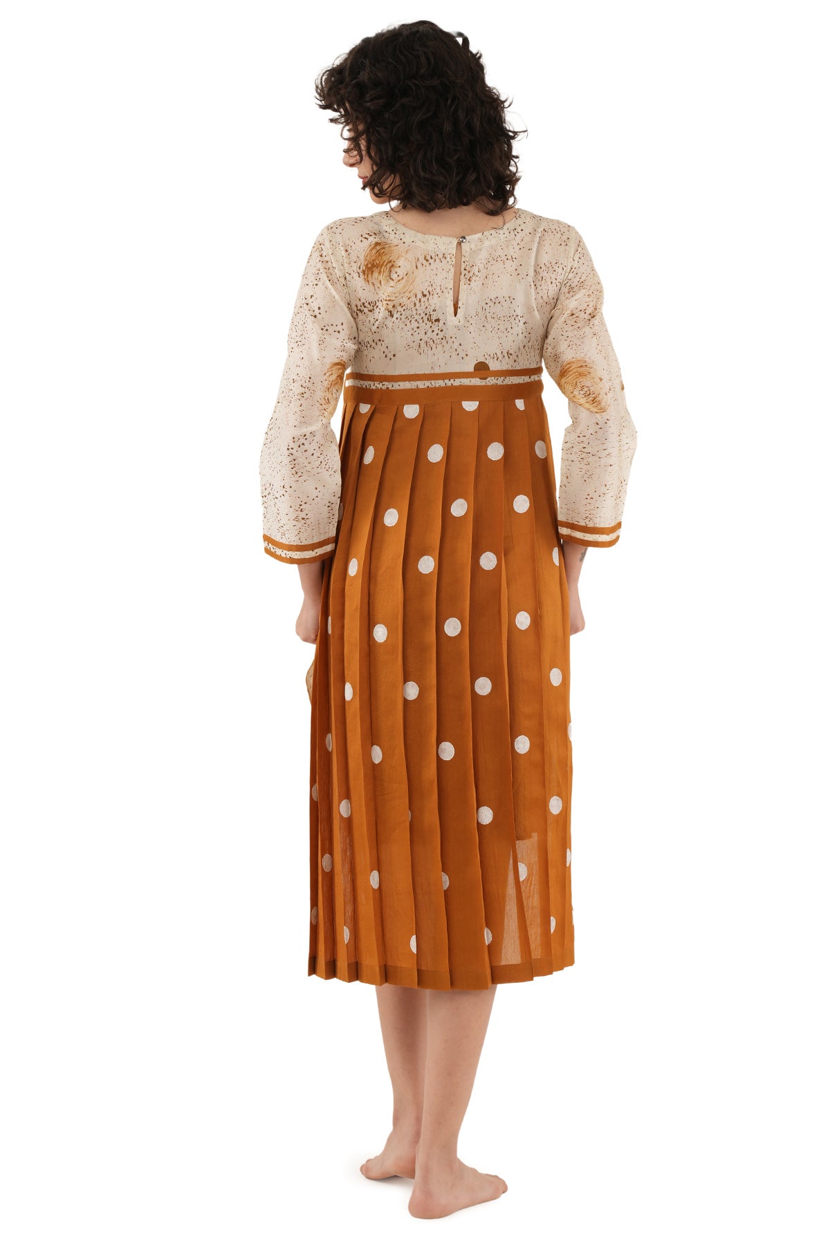 Rust Texture Printed Midi Dress