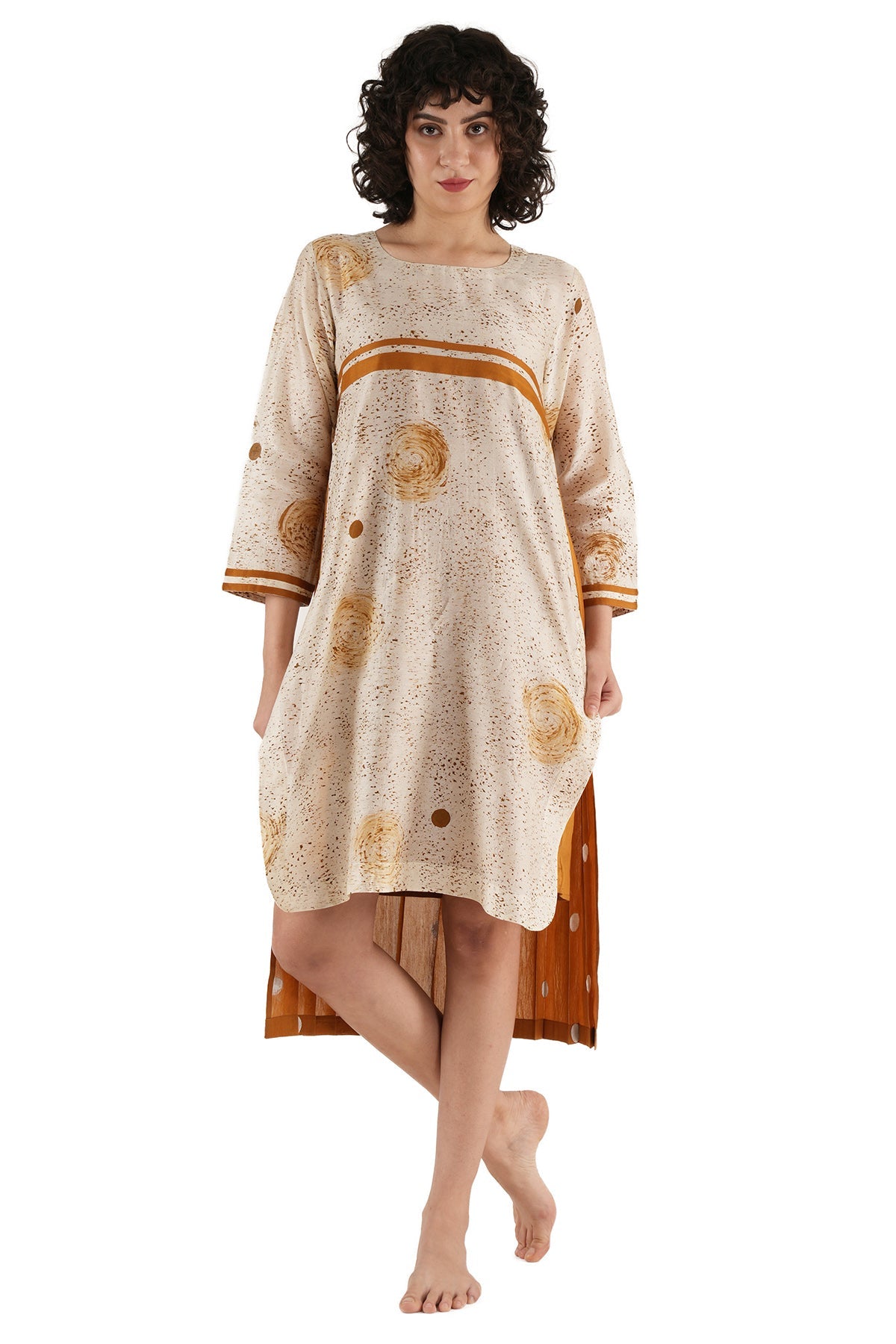 Buy Rust Texture Printed Midi Dress for women by Khat Clothing online available at scrollnshops