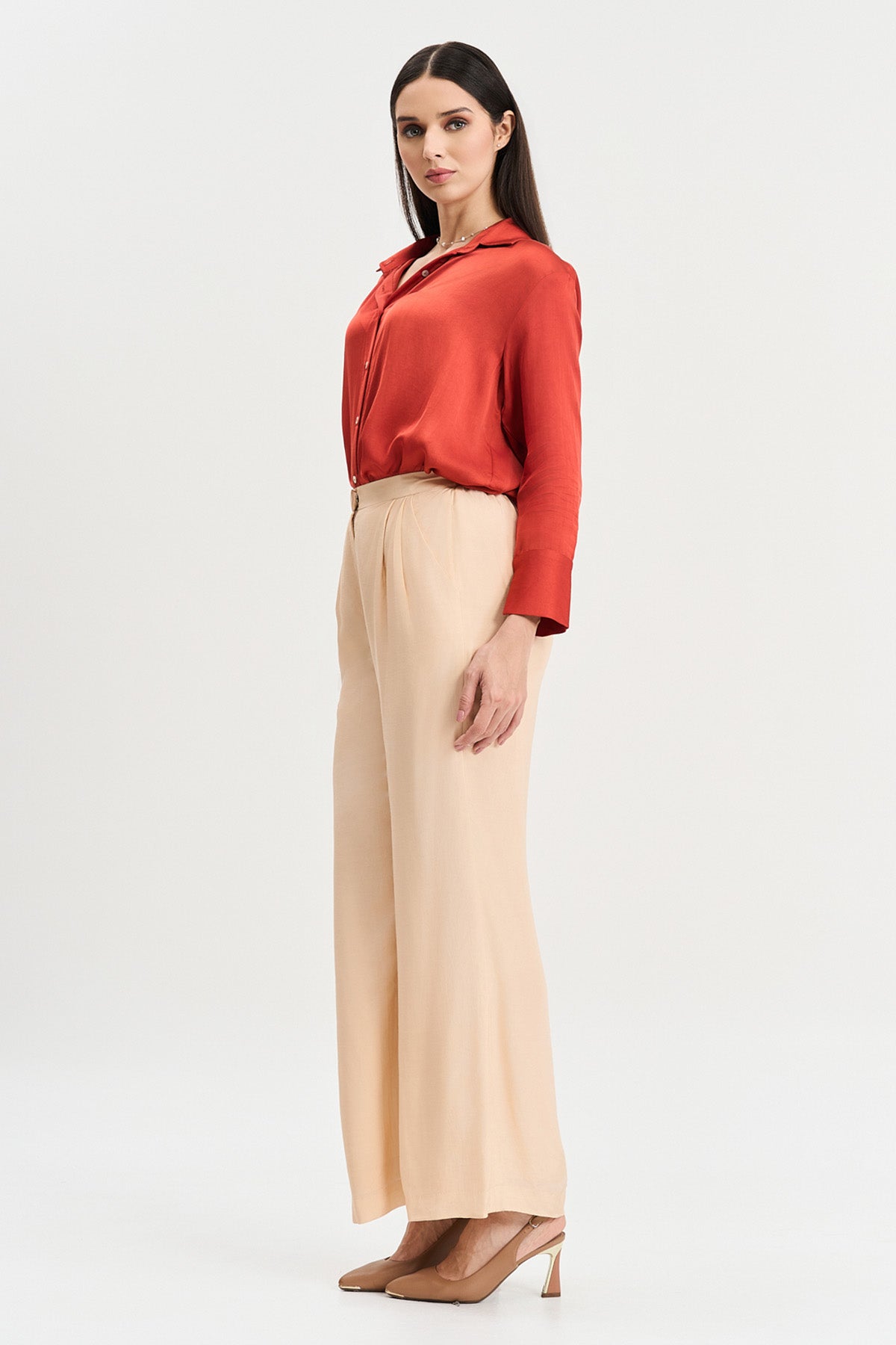 Rust Viscose Full Sleeves Shirt