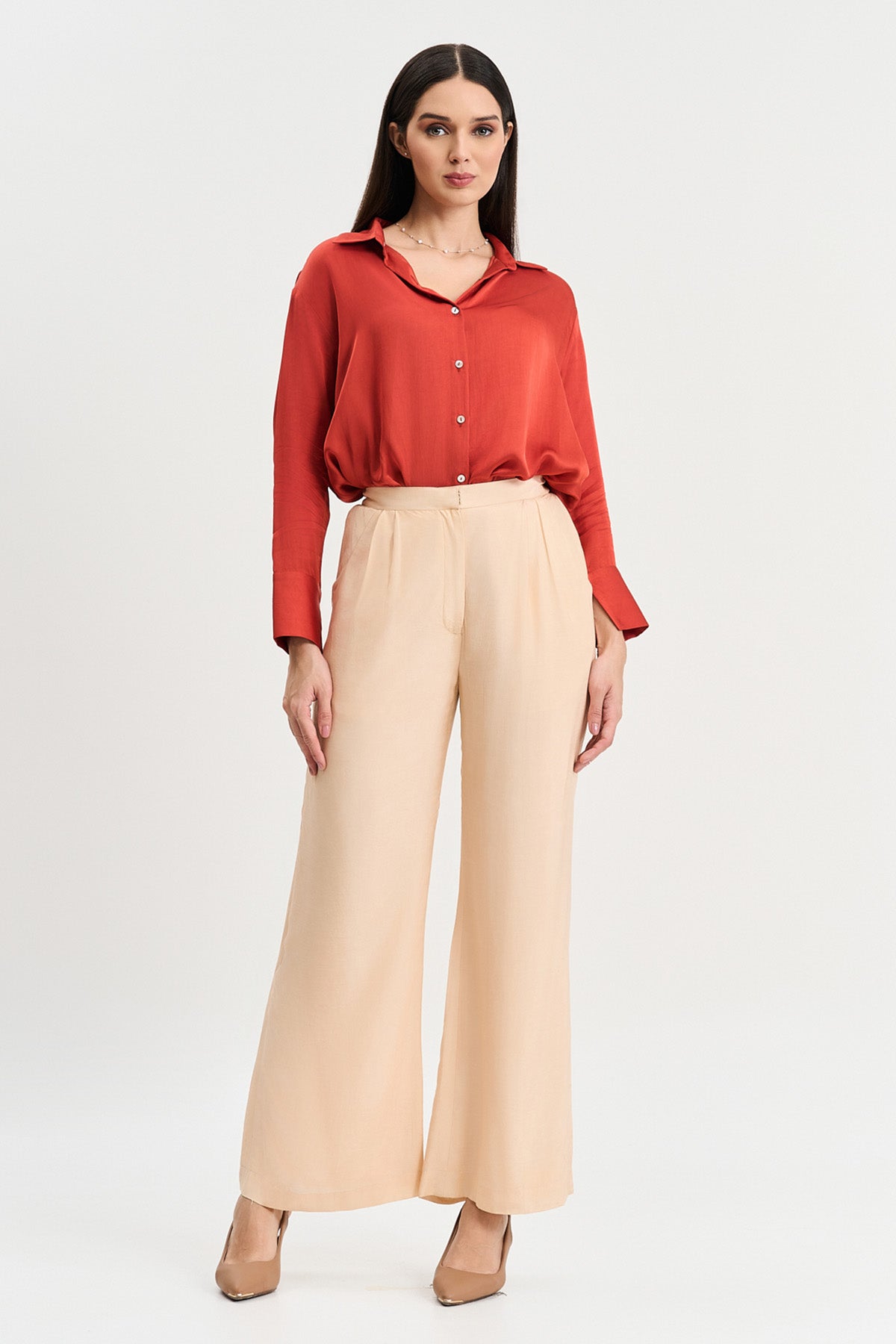 Rust Viscose Full Sleeves Shirt