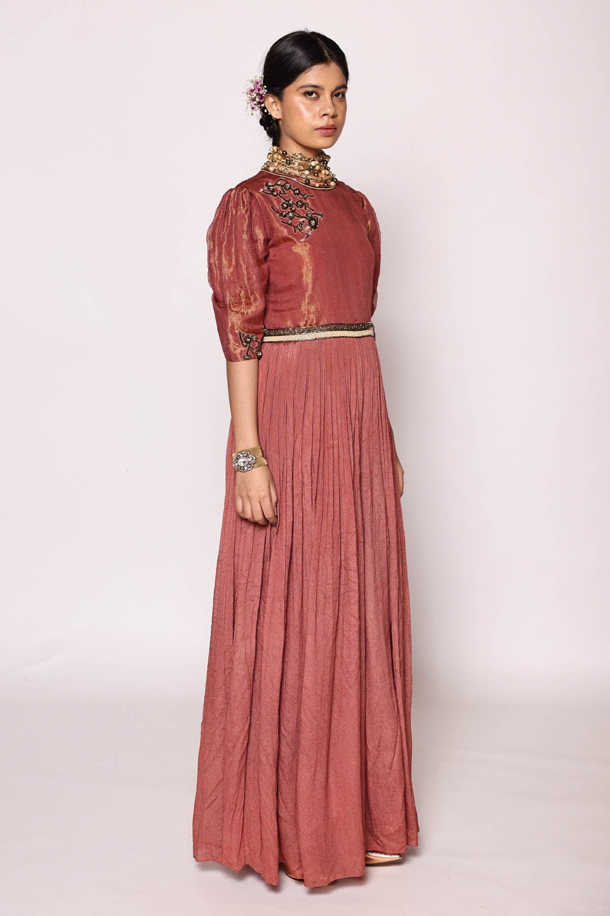 Rusty Red Embroidered Jumpsuit