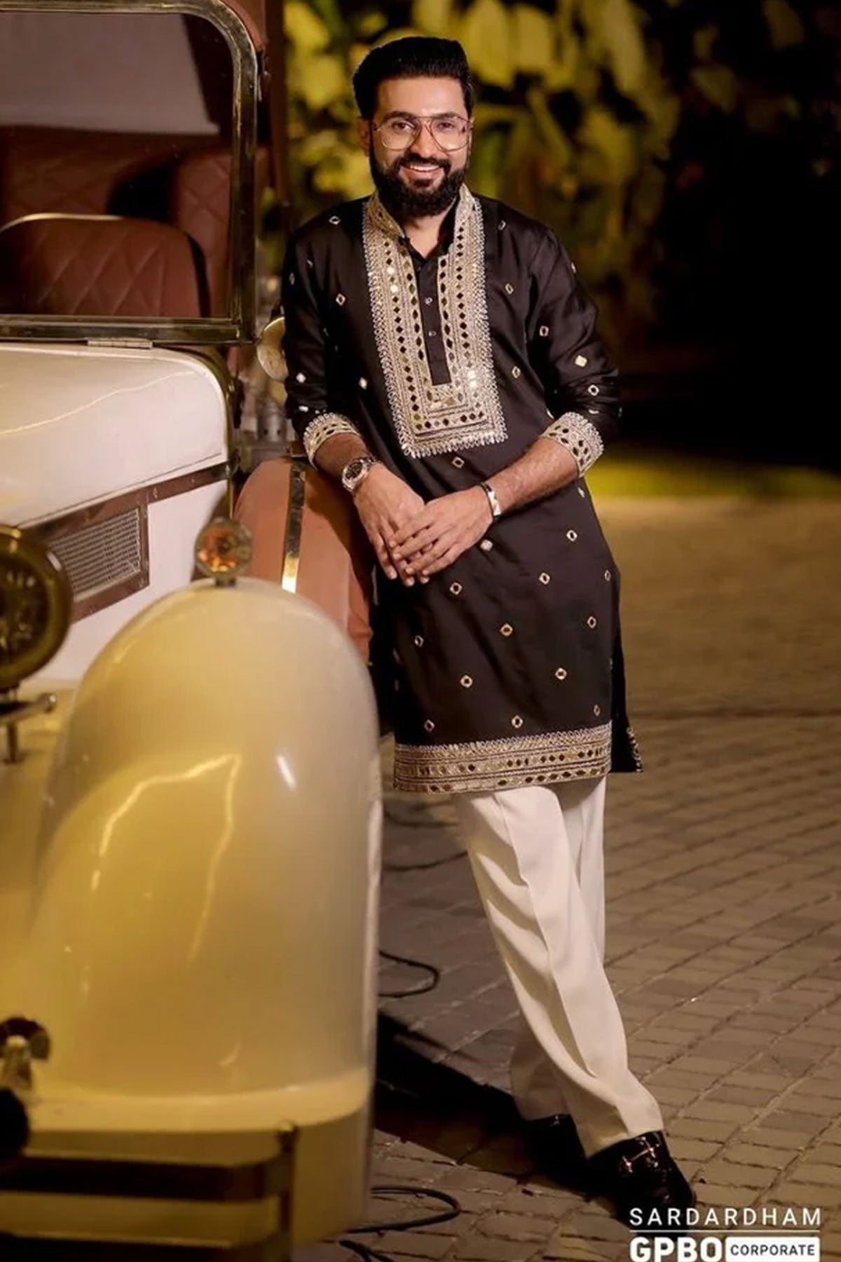 Buy S.Lachko Embroidery Black Kurta for men by Aastha Fashion online available at scrollnshops