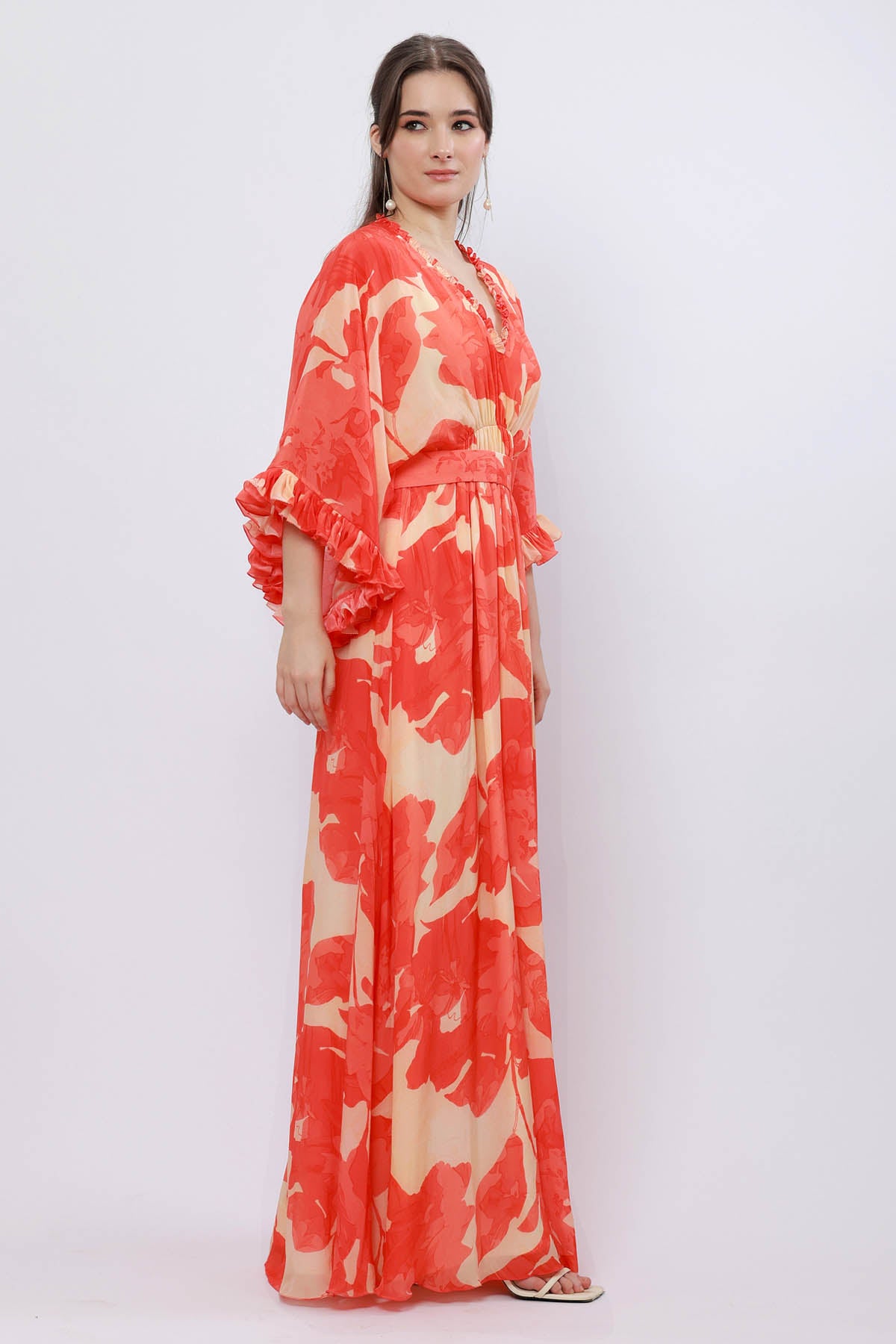 Saffron Crepe Floral Dress