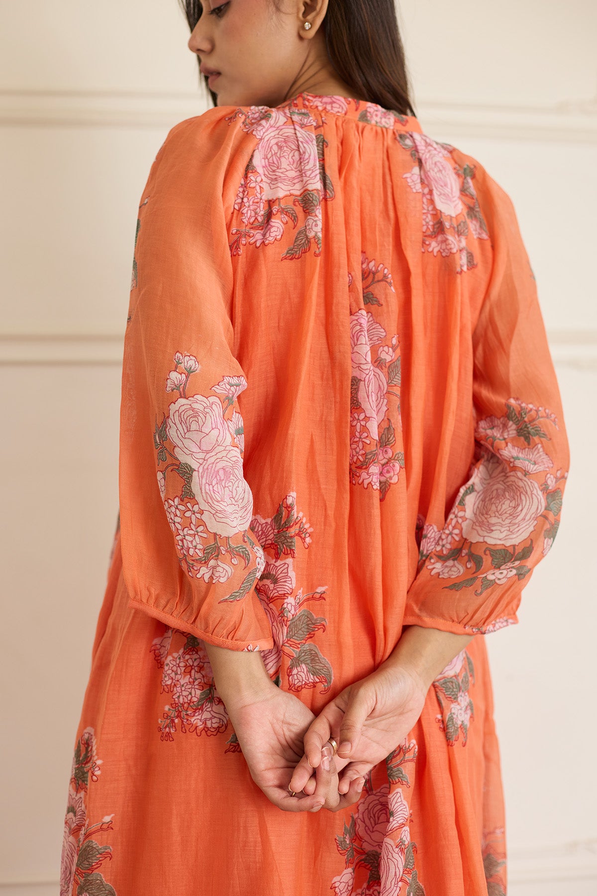 Saffron Chanderi Printed Dress