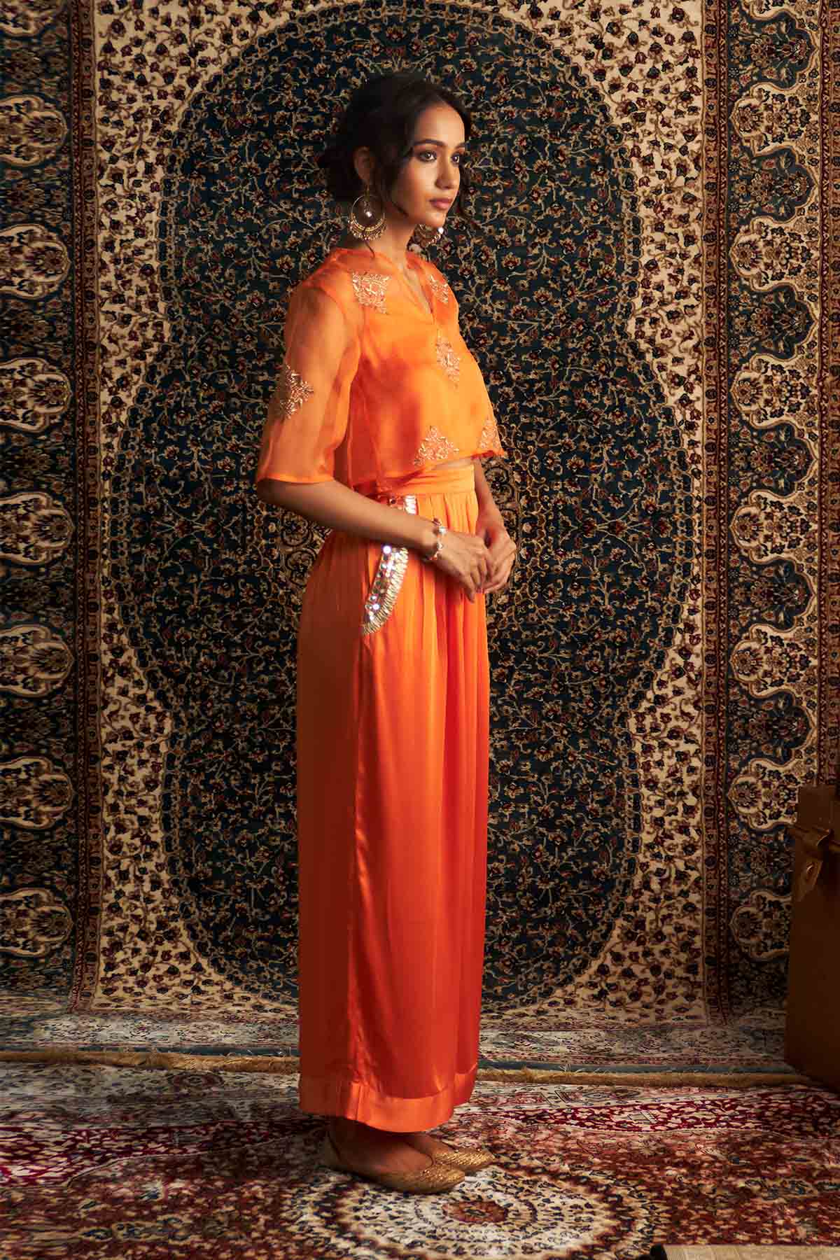 Saffron Embroidered Pants Set