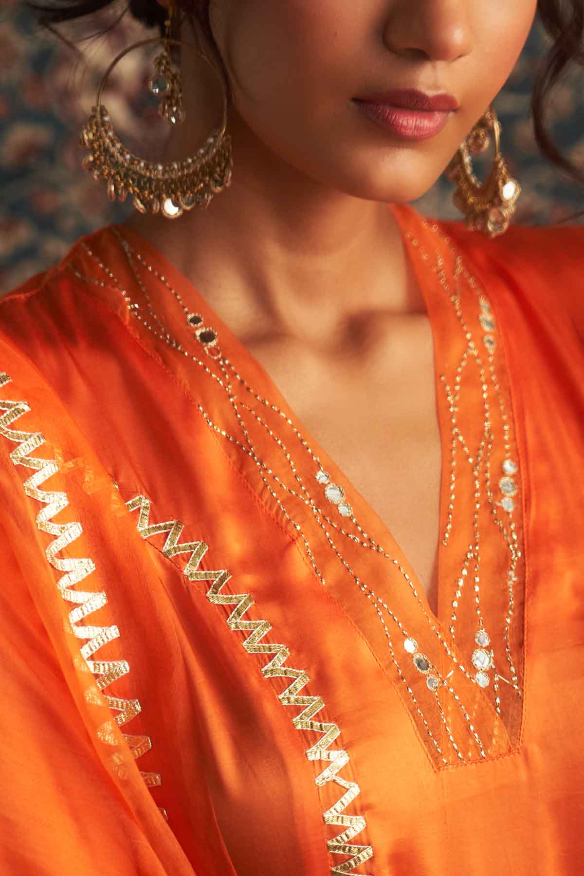 Saffron Gota Detail Kurta Set