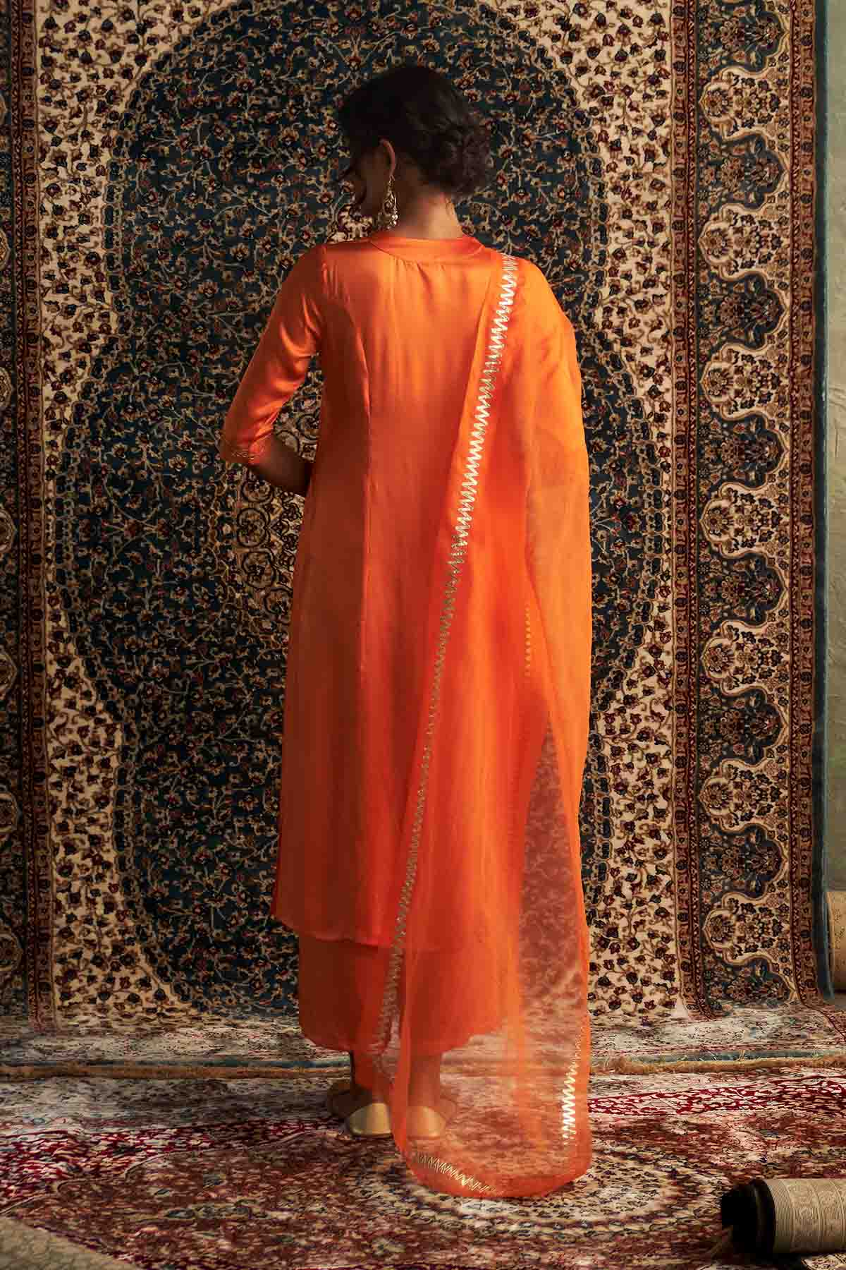 Saffron Gota Detail Kurta Set