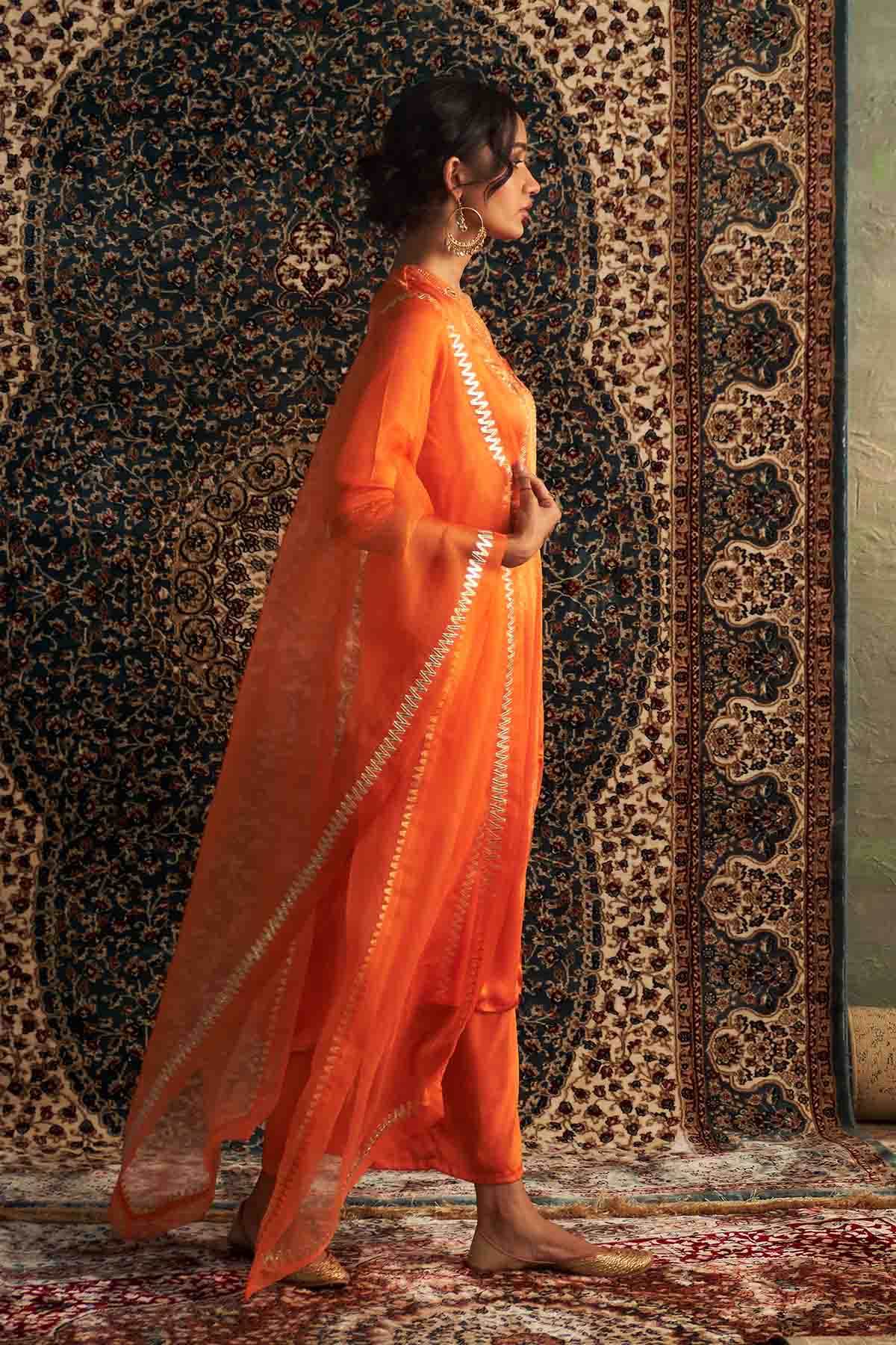 Saffron Gota Detail Kurta Set