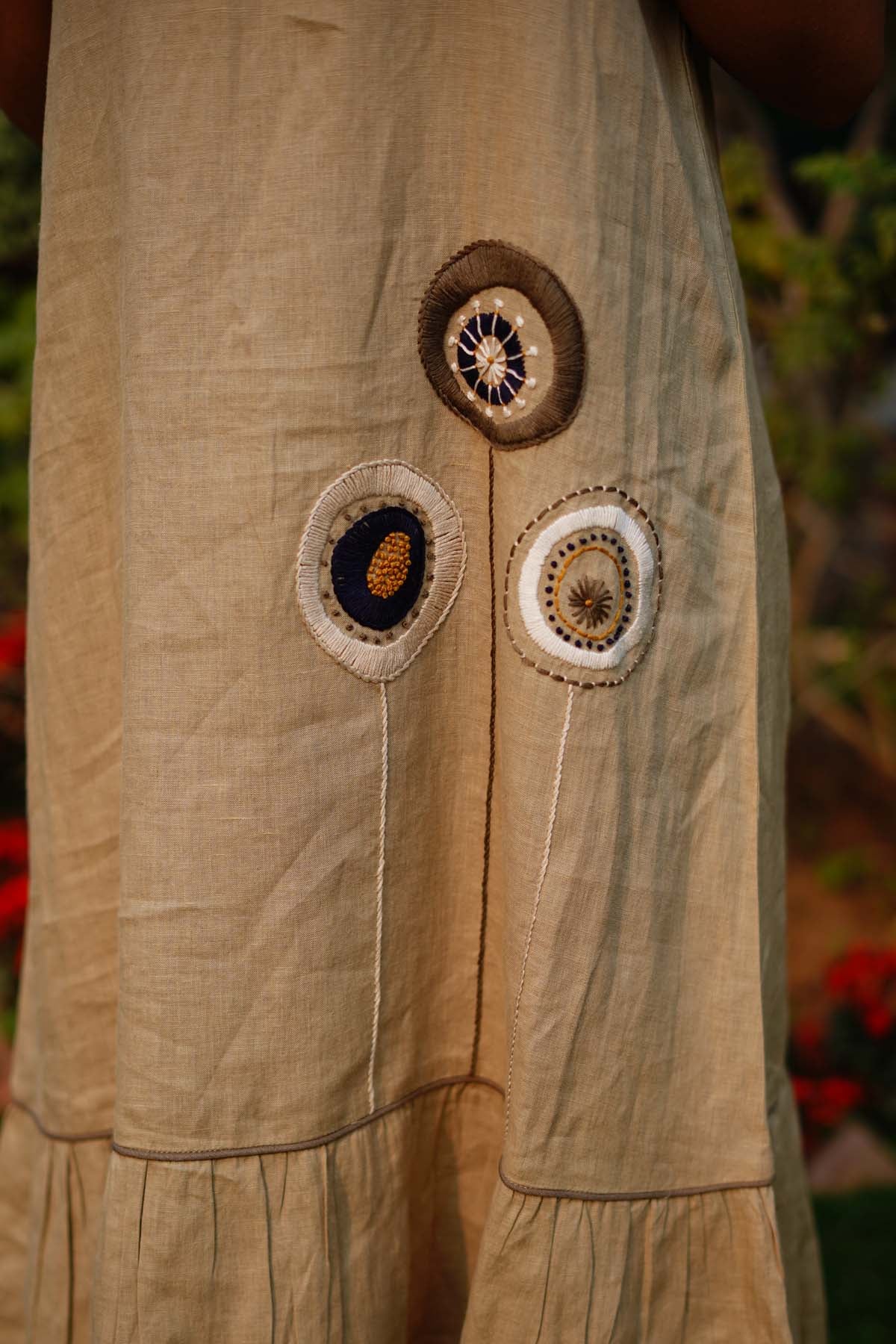 Sage Embroidered Linen Dress