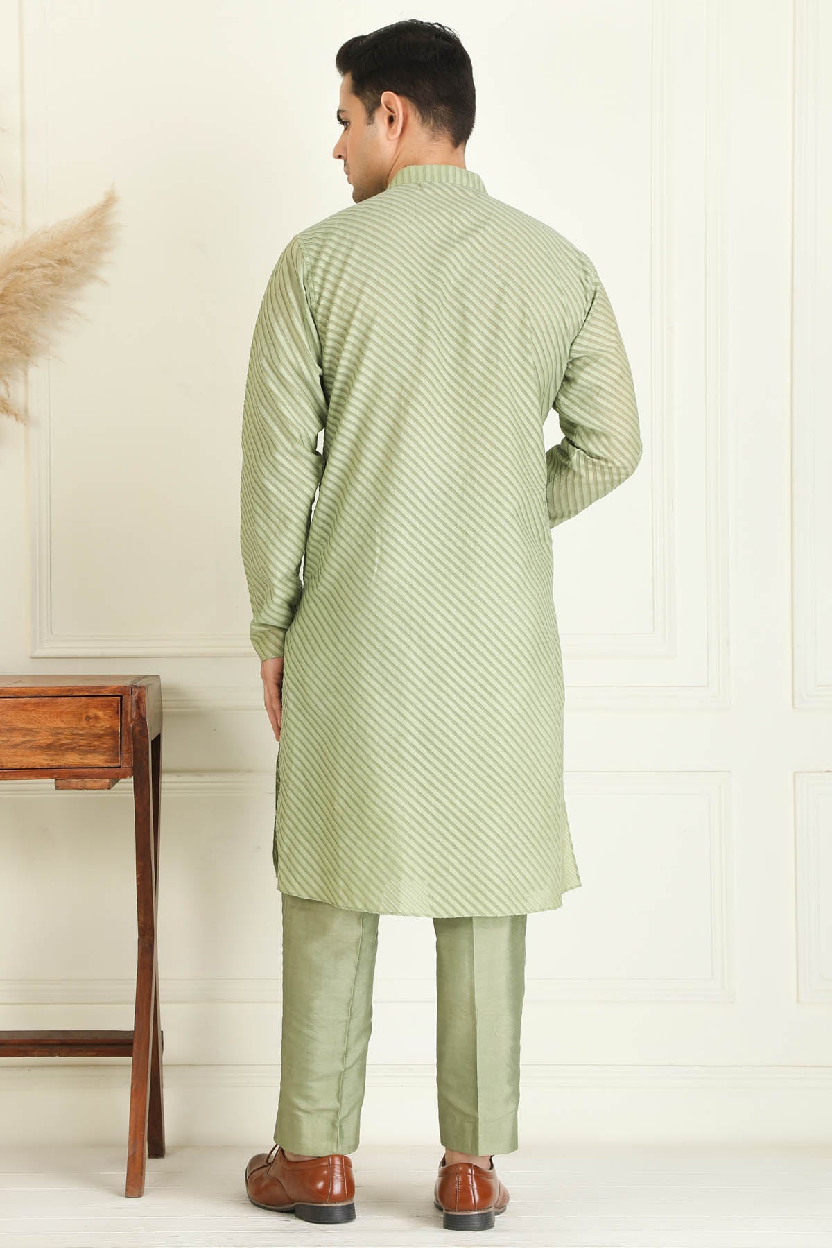 Sage Green Jacquard Kurta Set