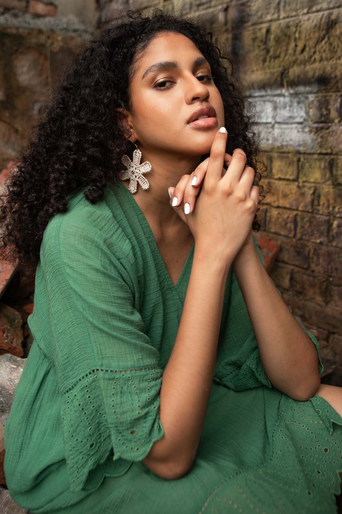 Sage Green Short Dress Kaftan