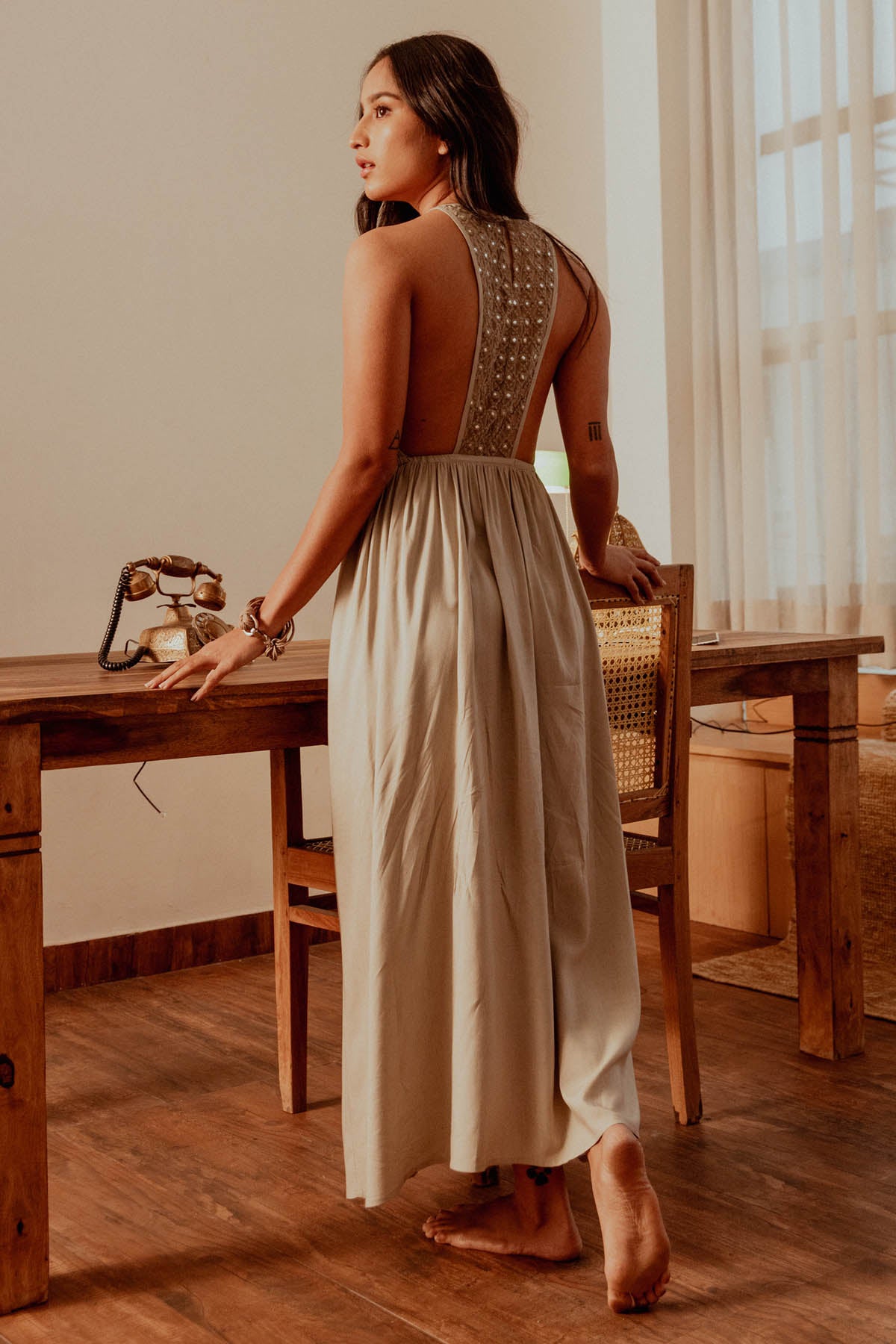 Sage Green Strappy Long Dress