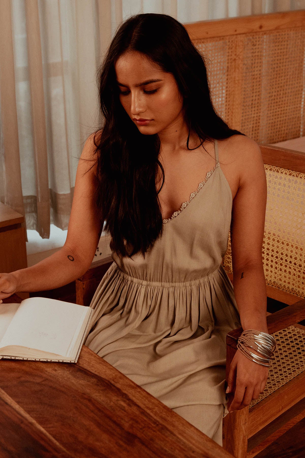 Sage Green Strappy Long Dress