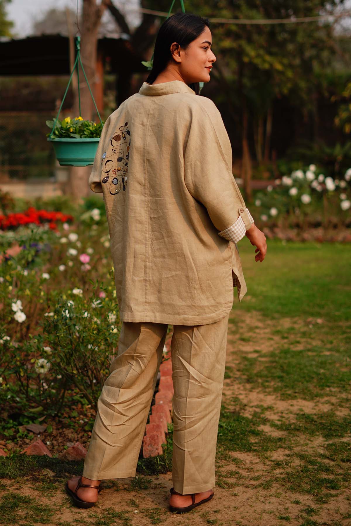 Sage Linen Embroidered Shirt