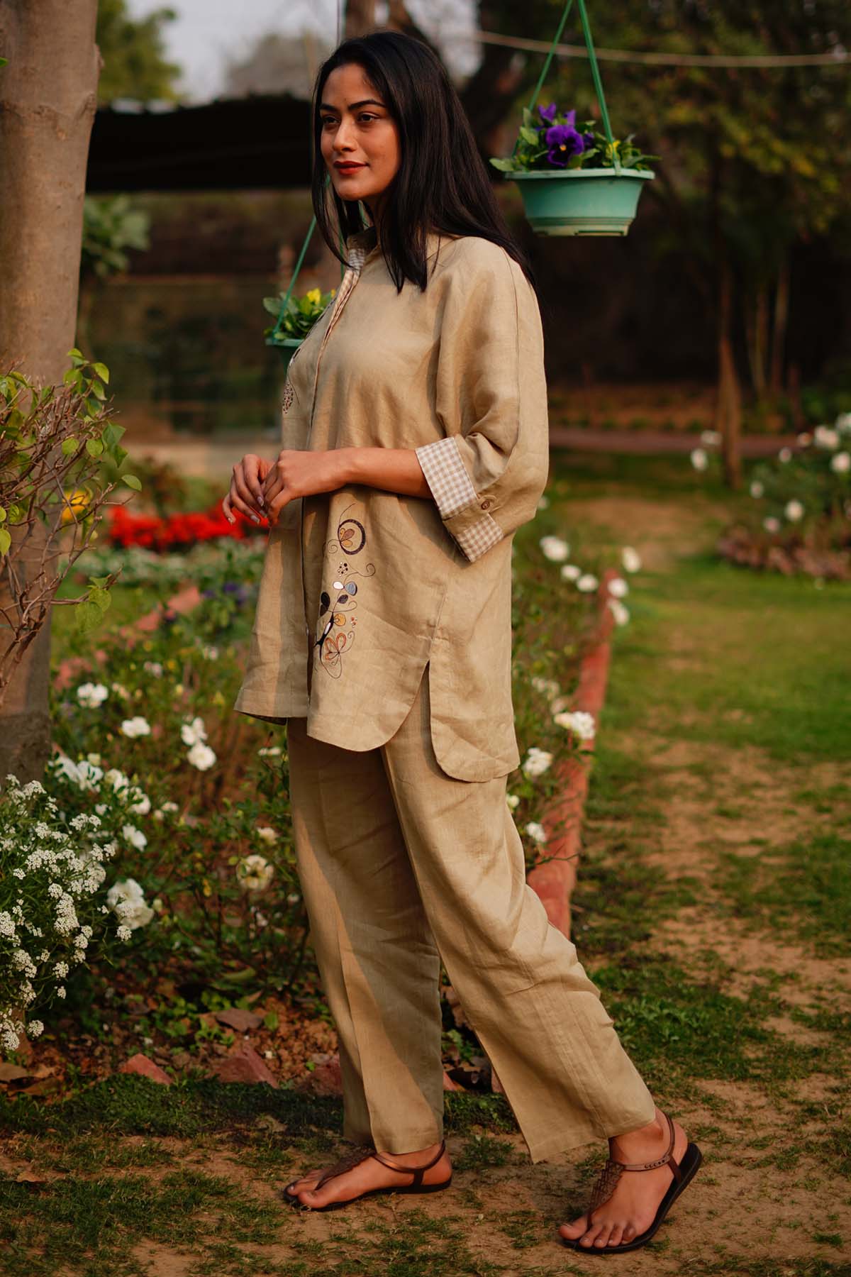 Sage Linen Embroidered Shirt