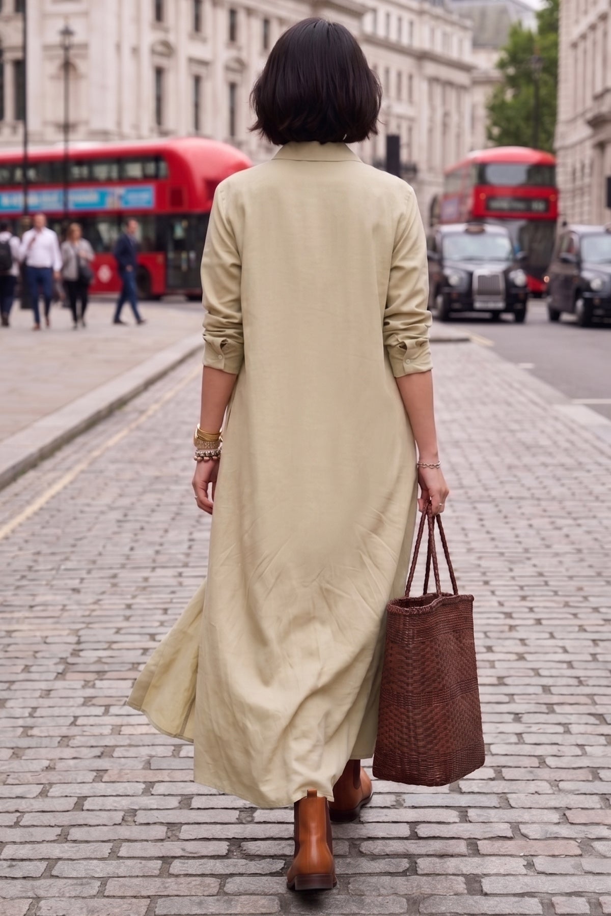 Sage Cotton Maxi Shirt Dress