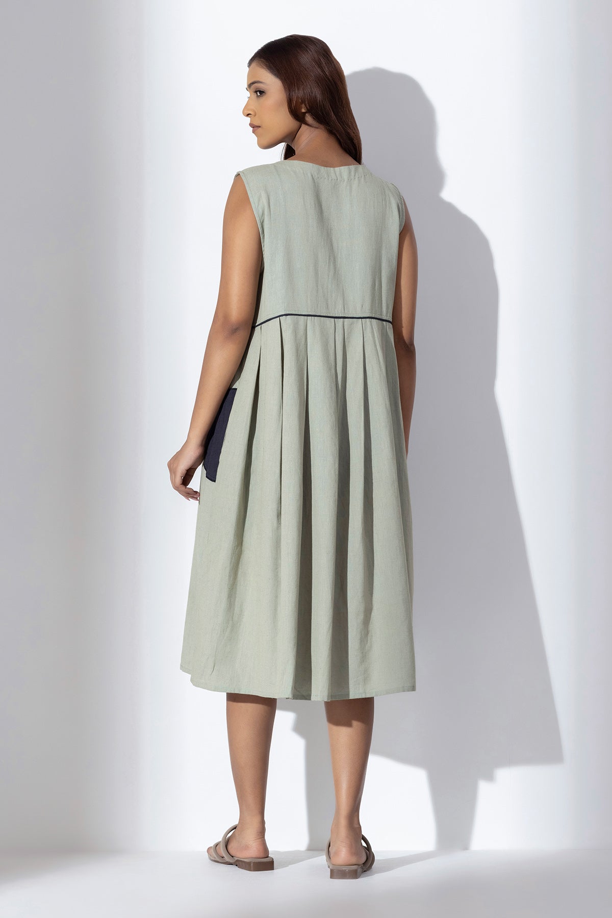 Sage Green Applique Work Dress