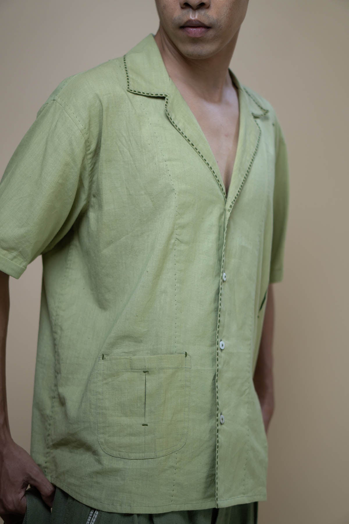 Sage Green Cotton Bush Shirt