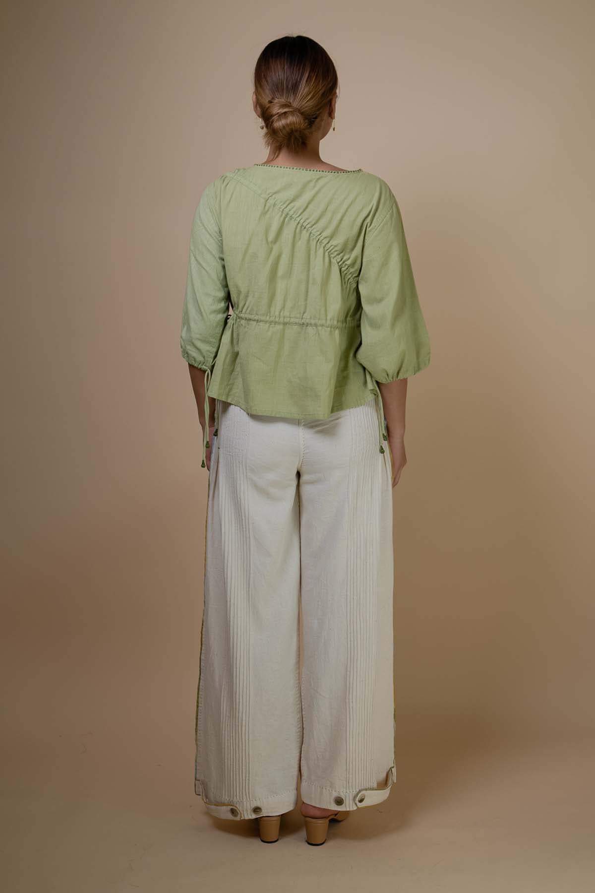 Sage Green Cotton Ruched Top