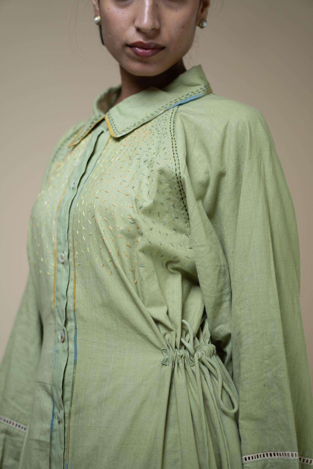 Sage Green Cotton Shirt Dress
