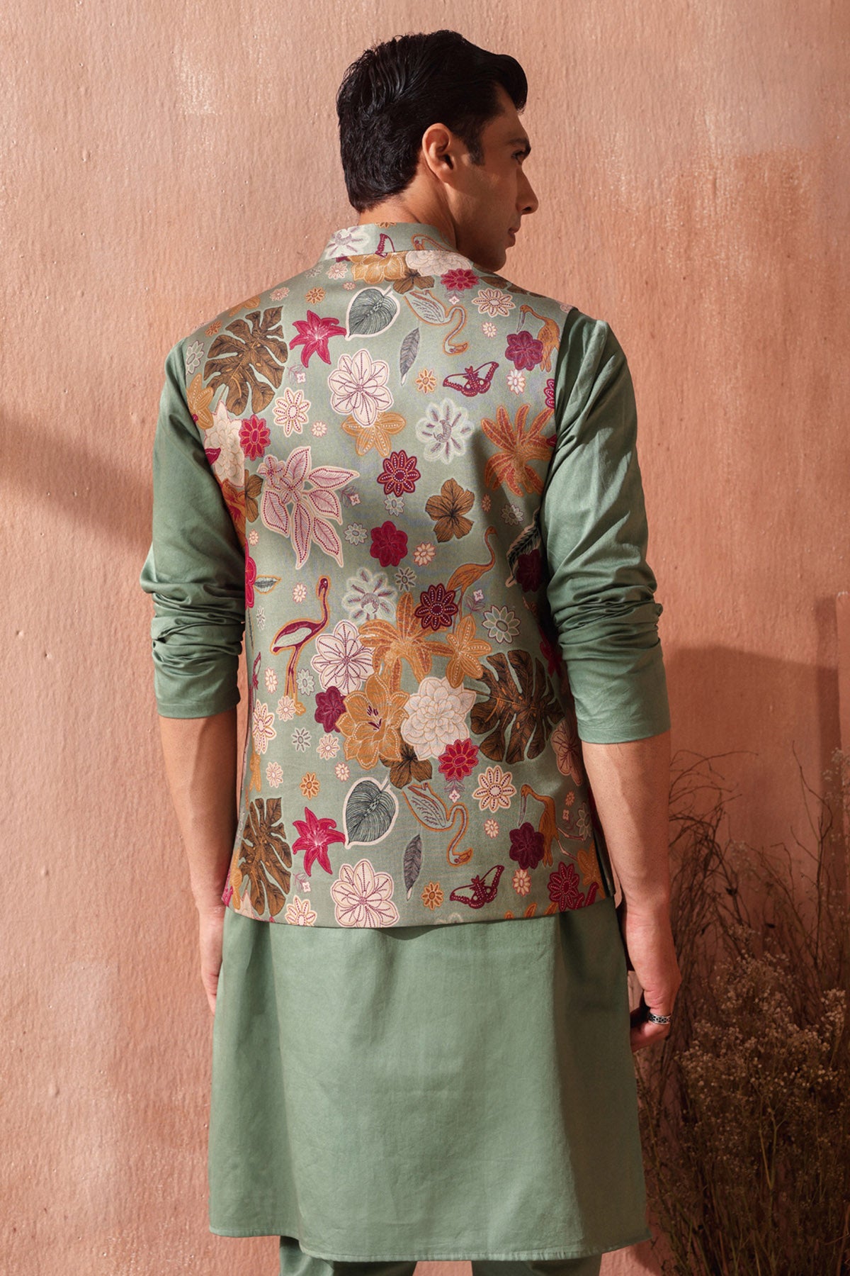 Sage Green Embroidered Bundi