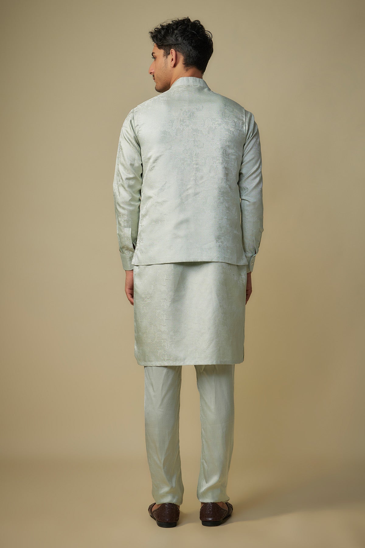 Sage Green Embroidered Bundi Set