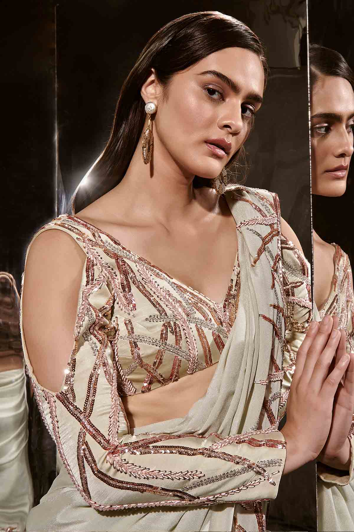 Sage Green Embroidered Saree