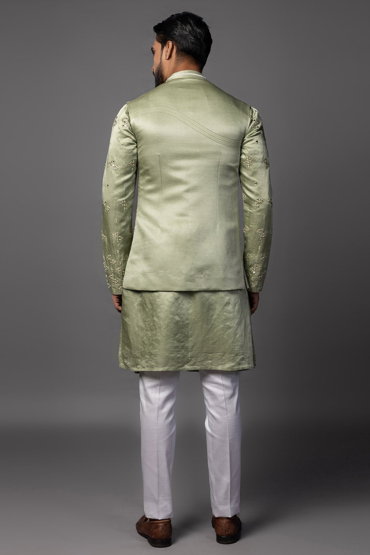 Sage Green Maple Leaf Kurta Set