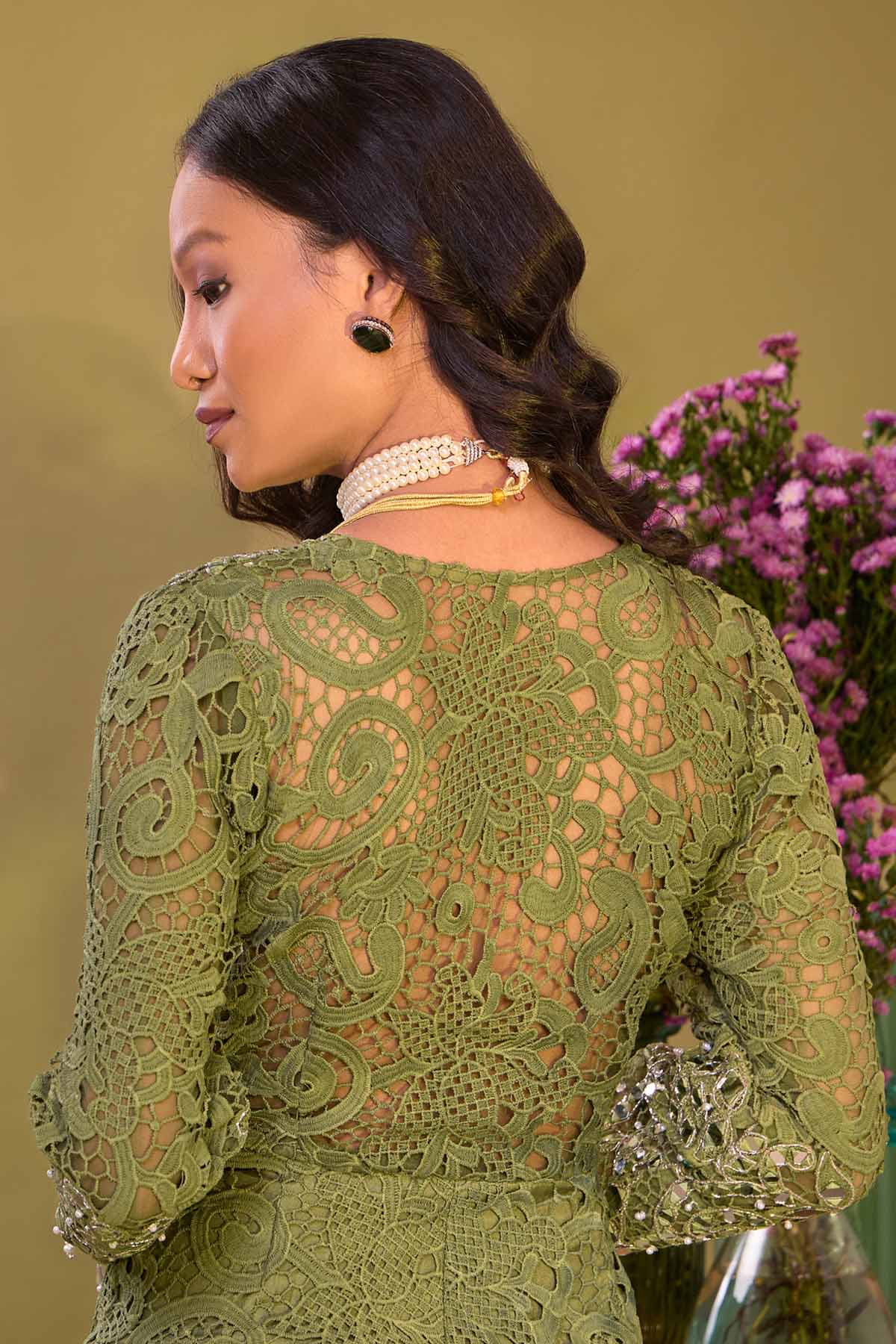 Sage Green Mirror Work Jumpsuit