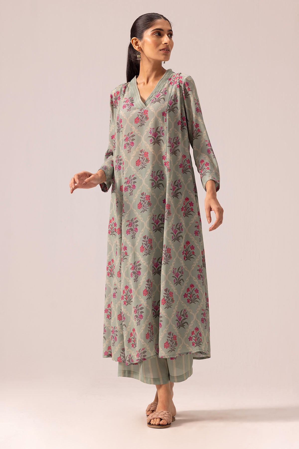 Sage Green Pintuck Kurta & Pant