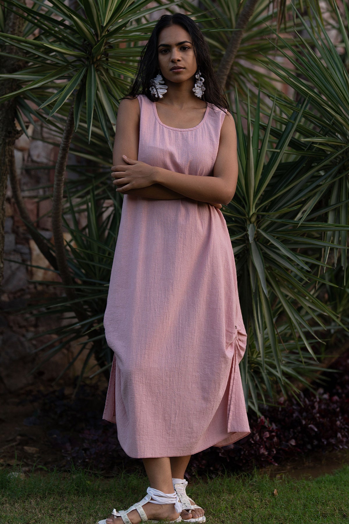 Salmon Pink Cotton Gauze Dress