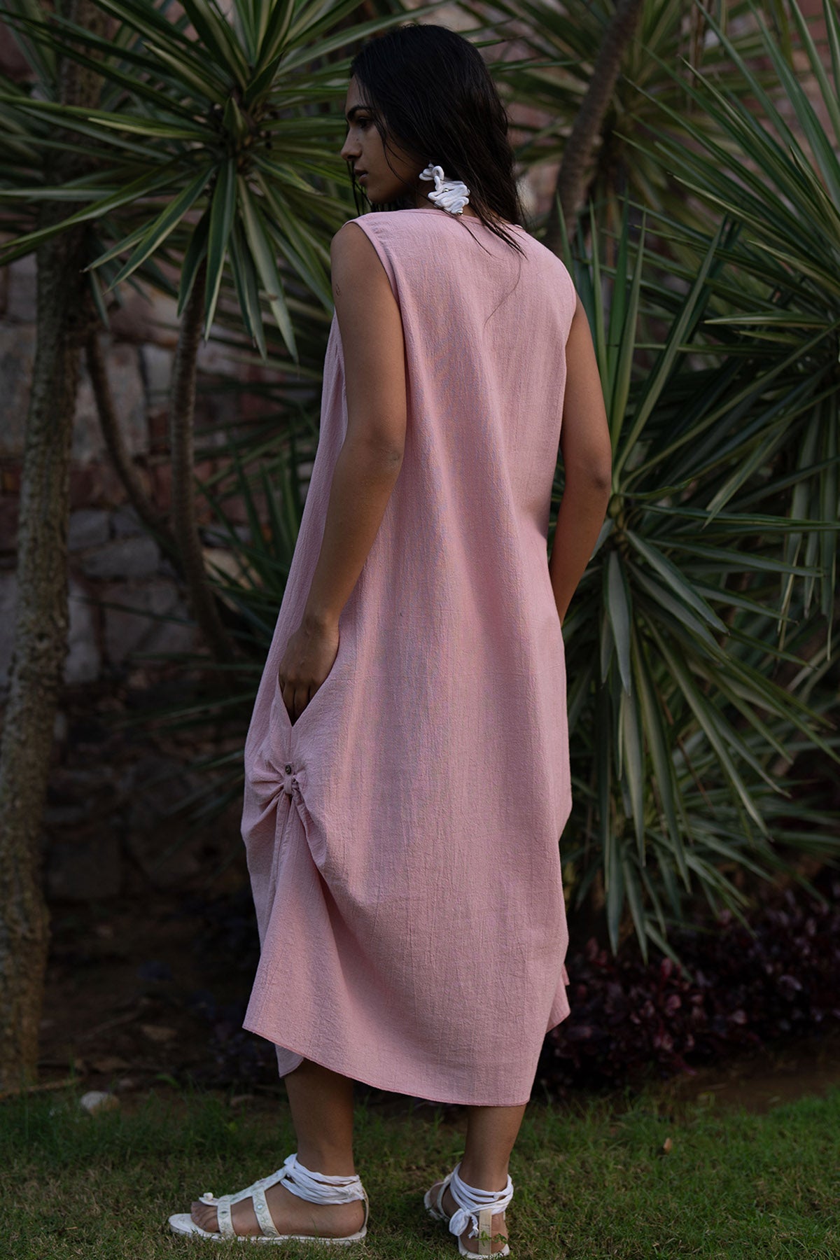 Salmon Pink Cotton Gauze Dress