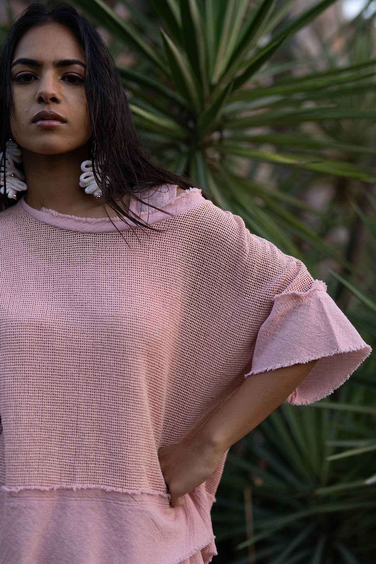 Salmon Pink Cotton Square Top