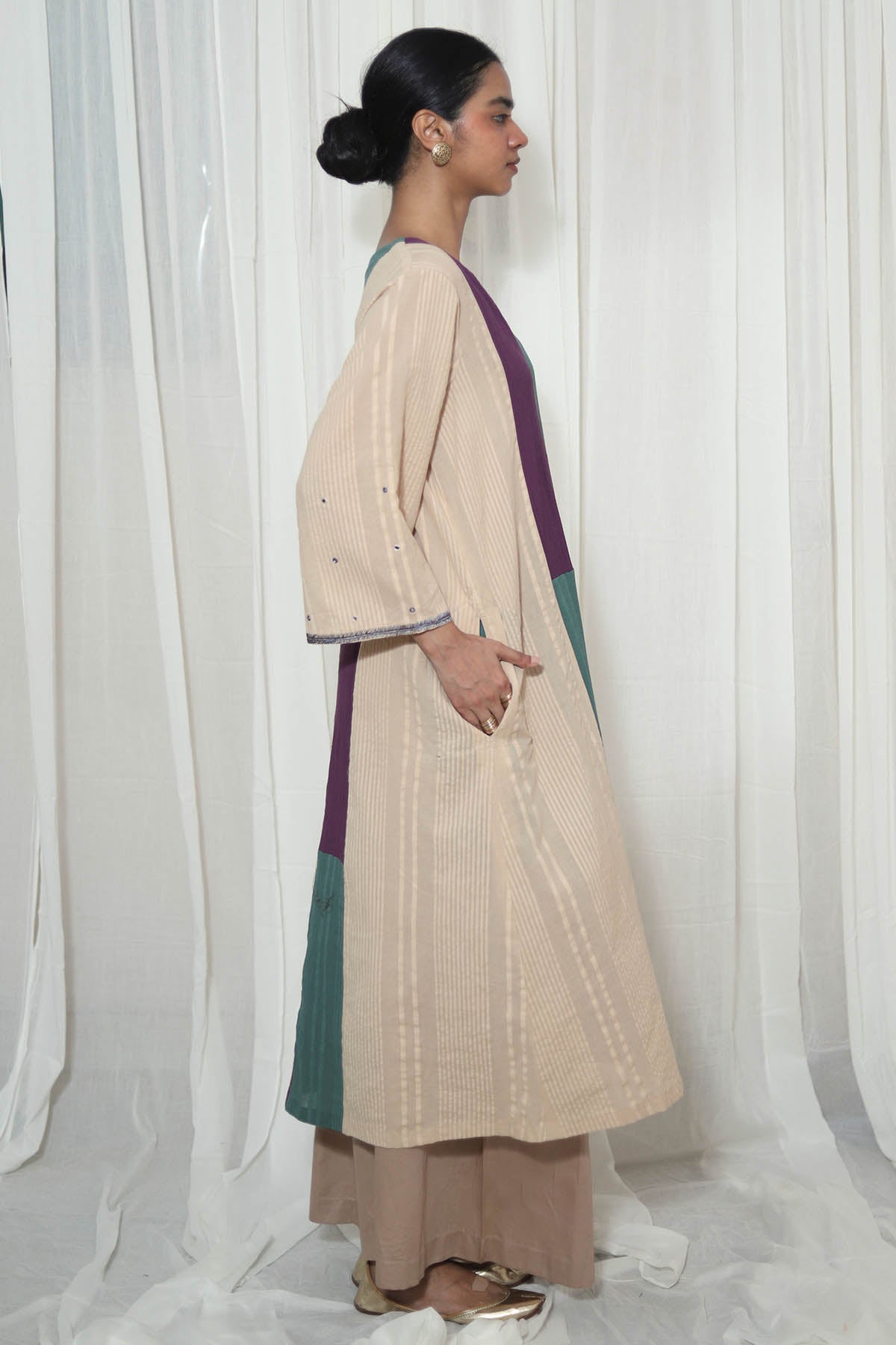 Sand Striped Cotton Kurta Set