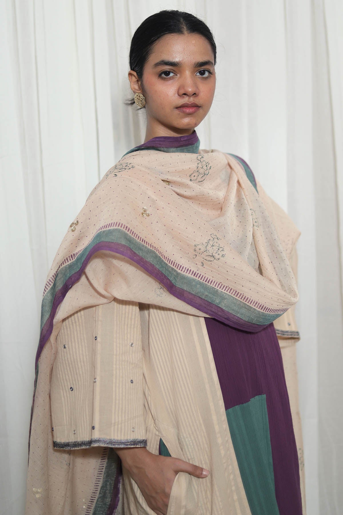 Sand Striped Cotton Kurta Set