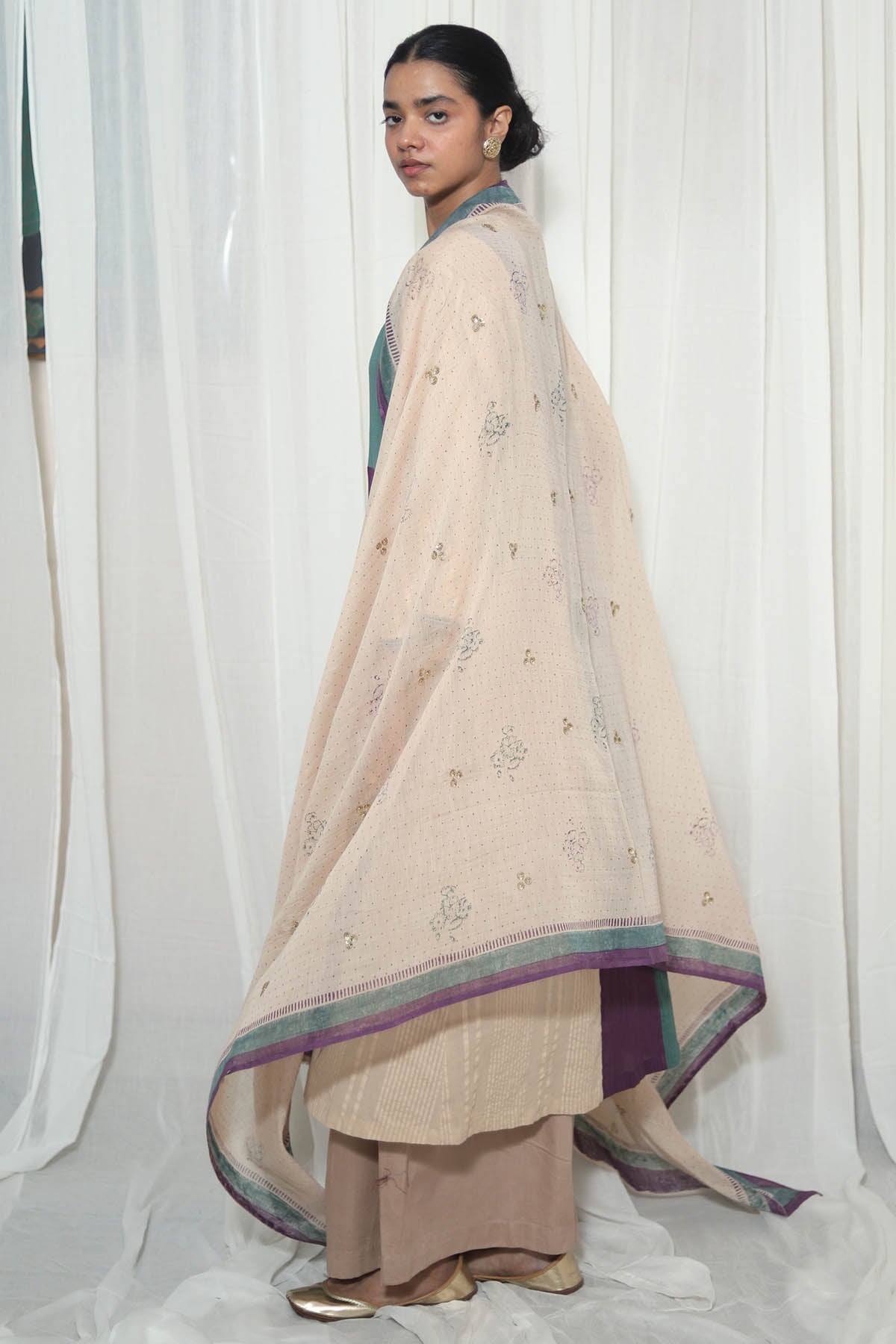 Sand Striped Cotton Kurta Set