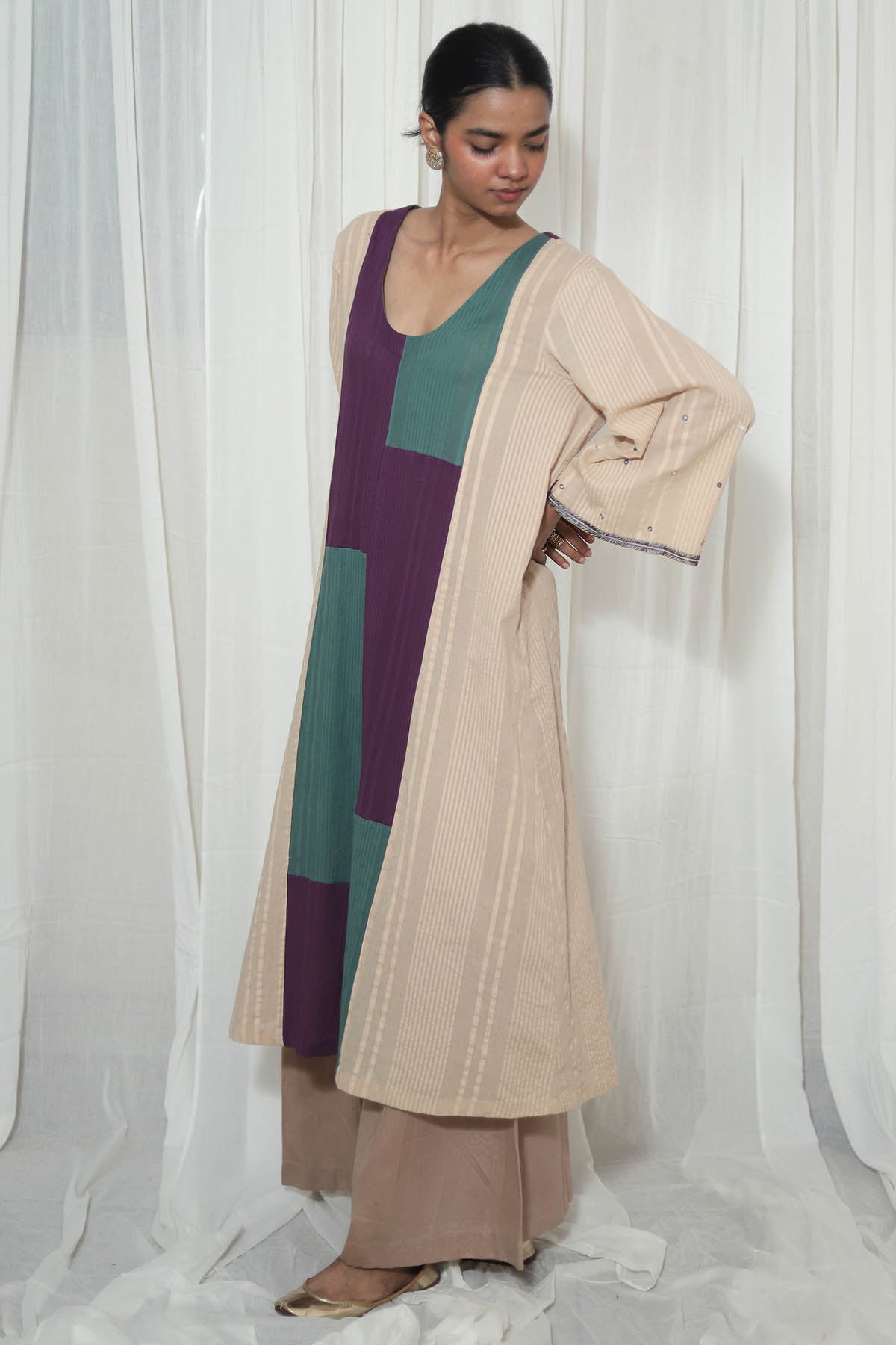 Sand Striped Cotton Kurta Set